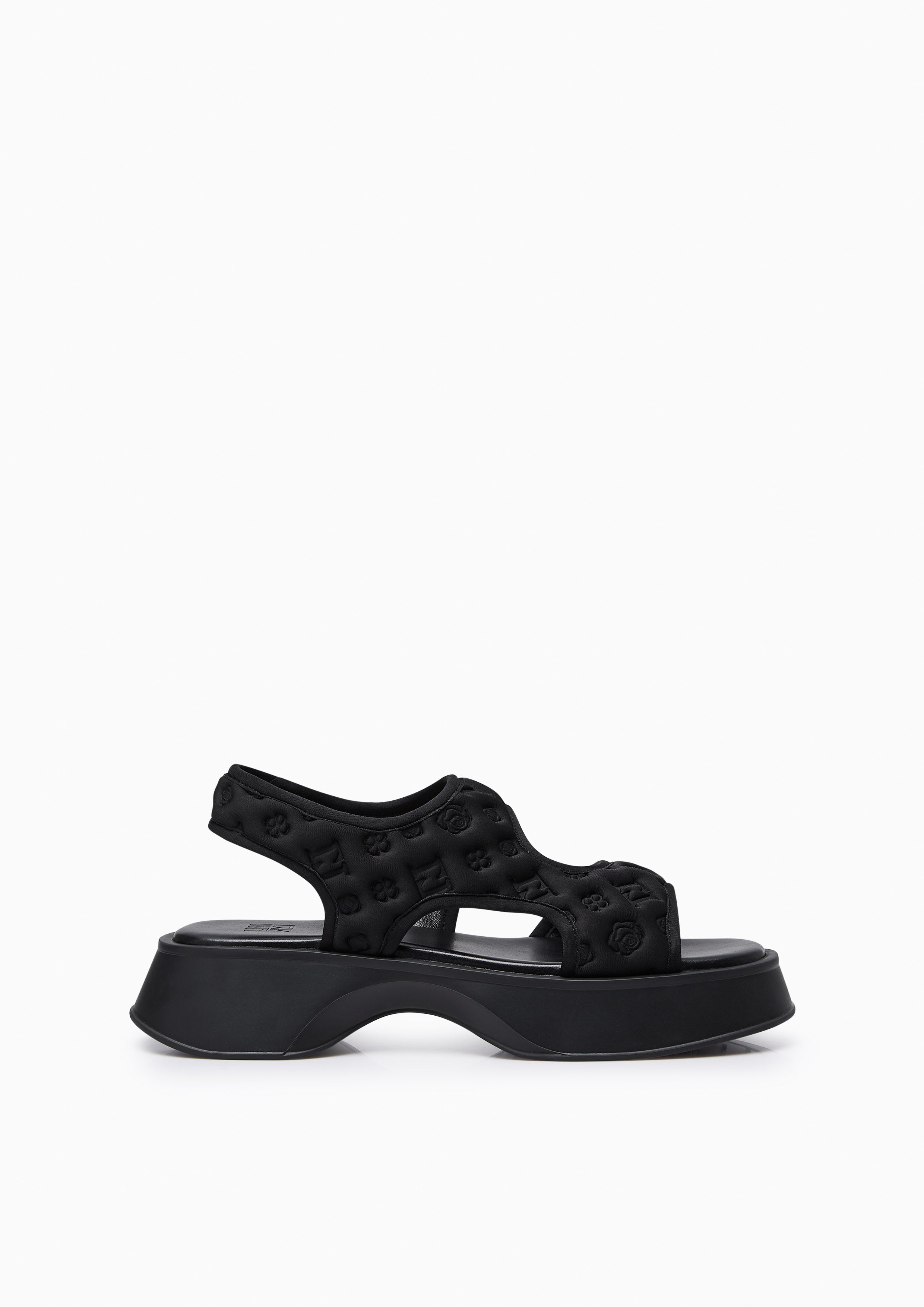 Brandy Emboss Wedge Slingbacks Black