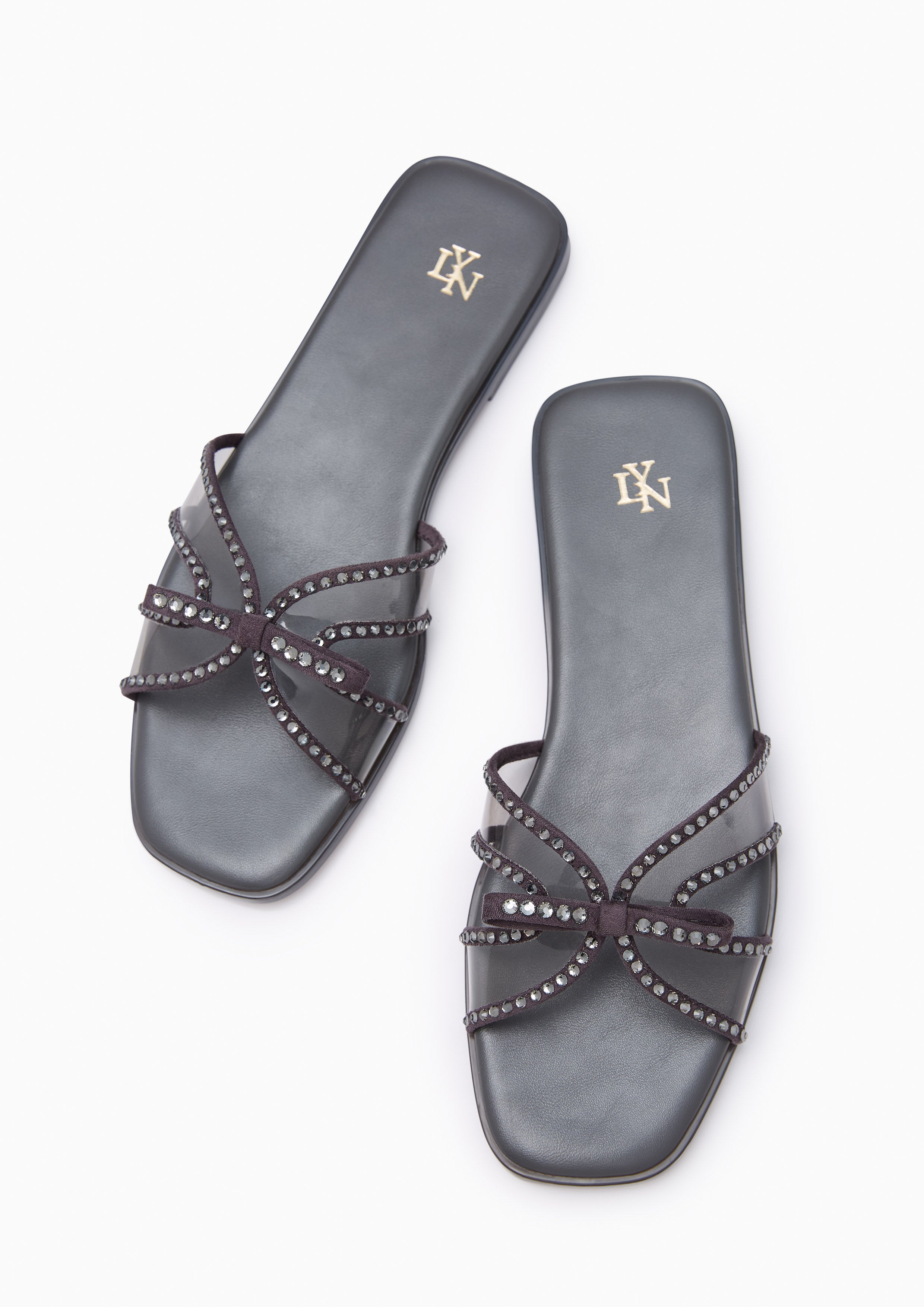 Spencer Flat Sandals Dark Grey - Lyn TH