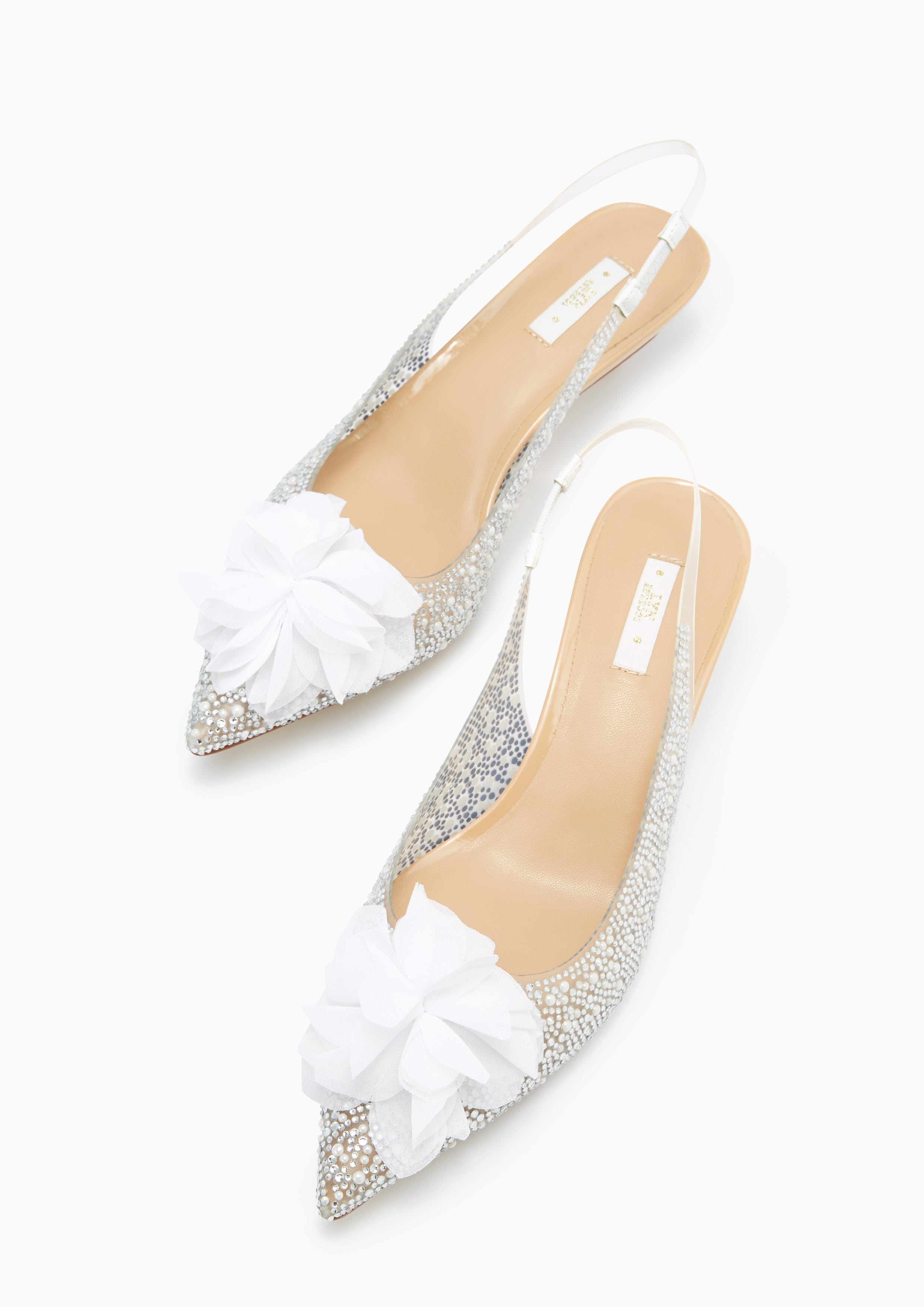 Barbie Pearl Heel Slingbacks White