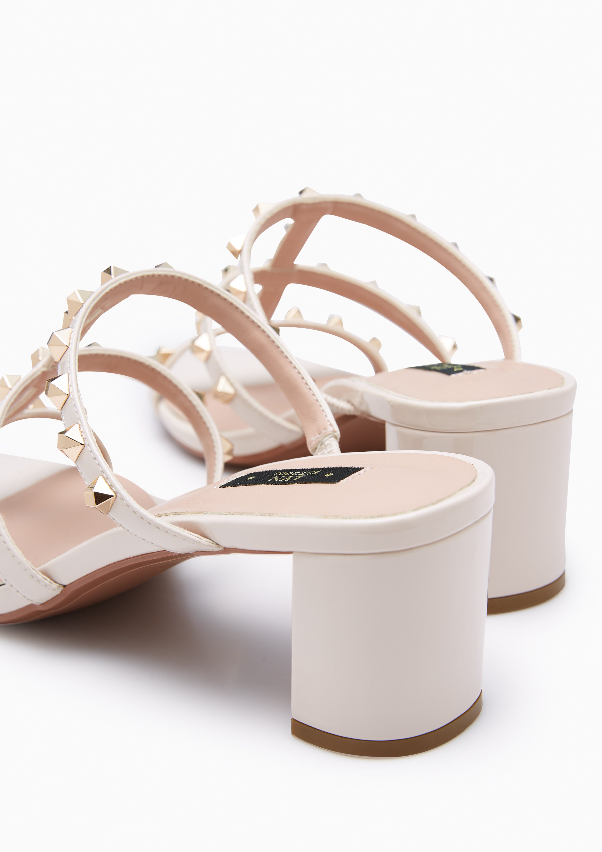 Linda Mid Heel Sandals Ivory - Lyn TH