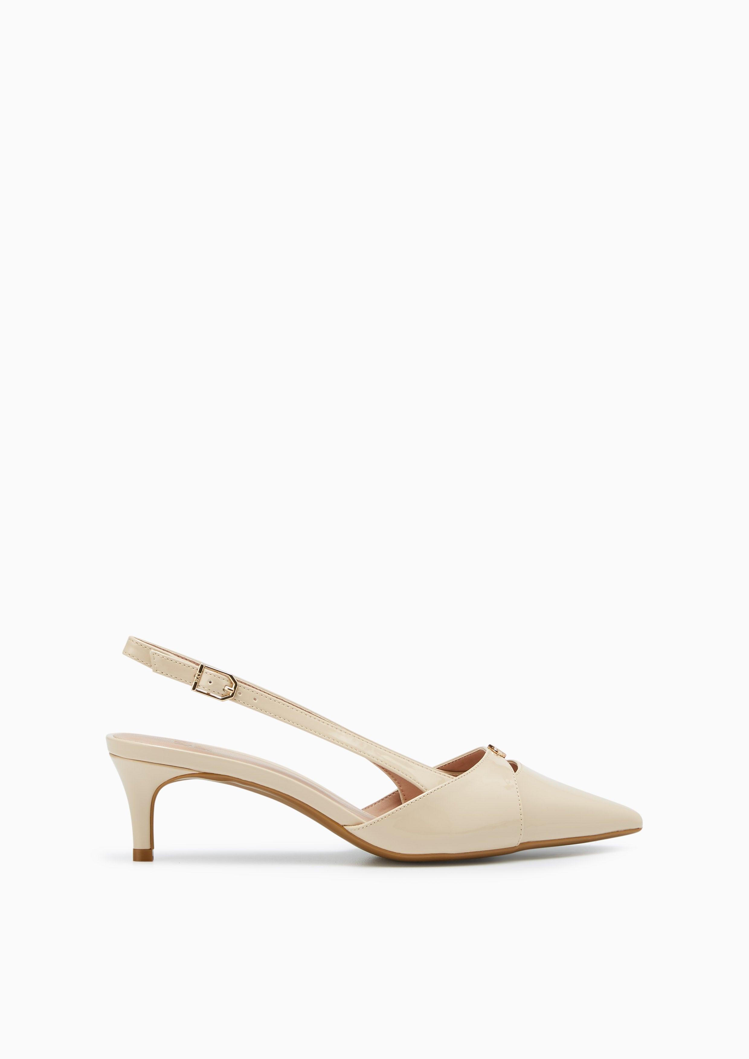 Aksa Low Heel Slingbacks Beige