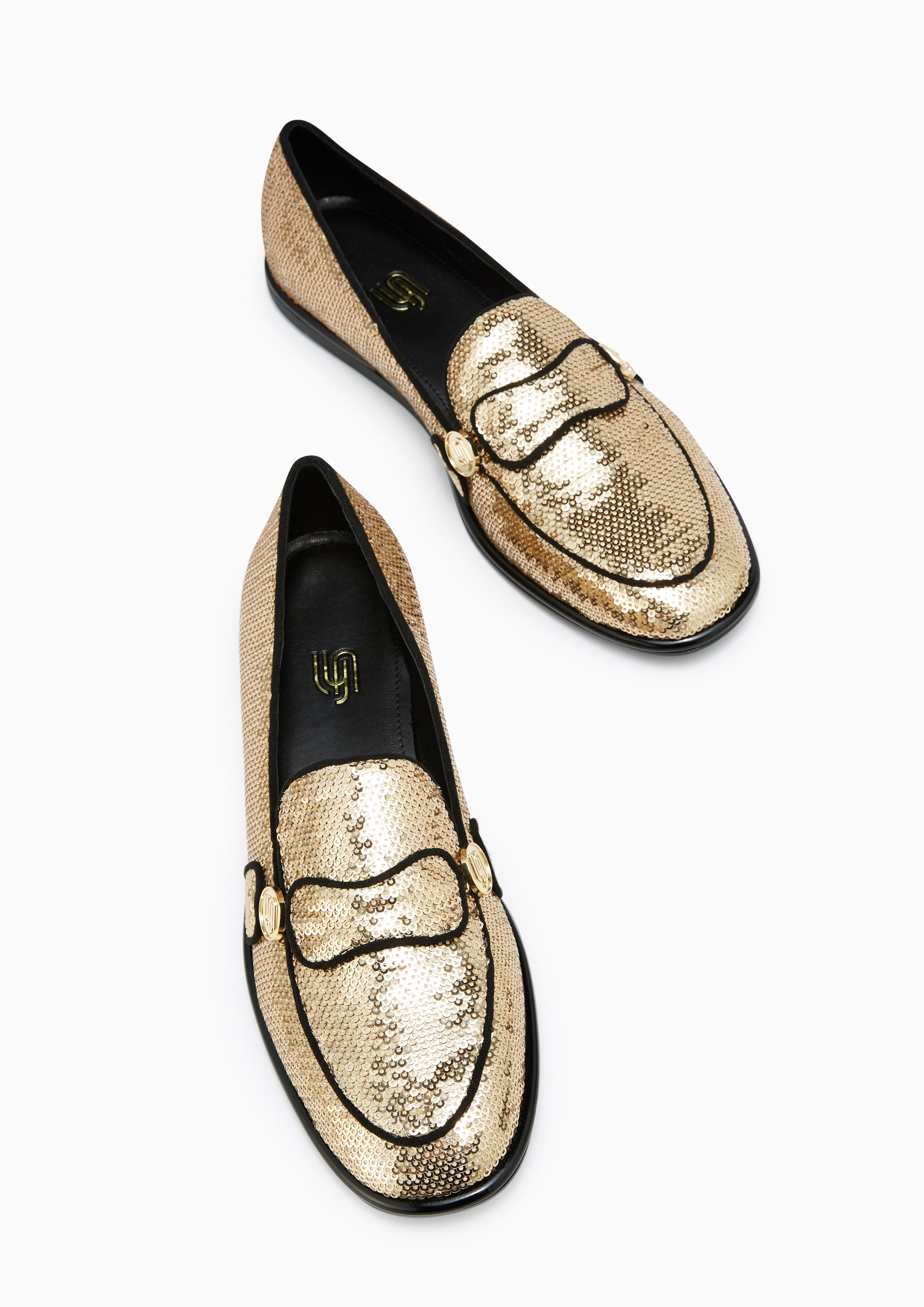 Gala Sequin Infinite Loafer Gold - Lyn TH