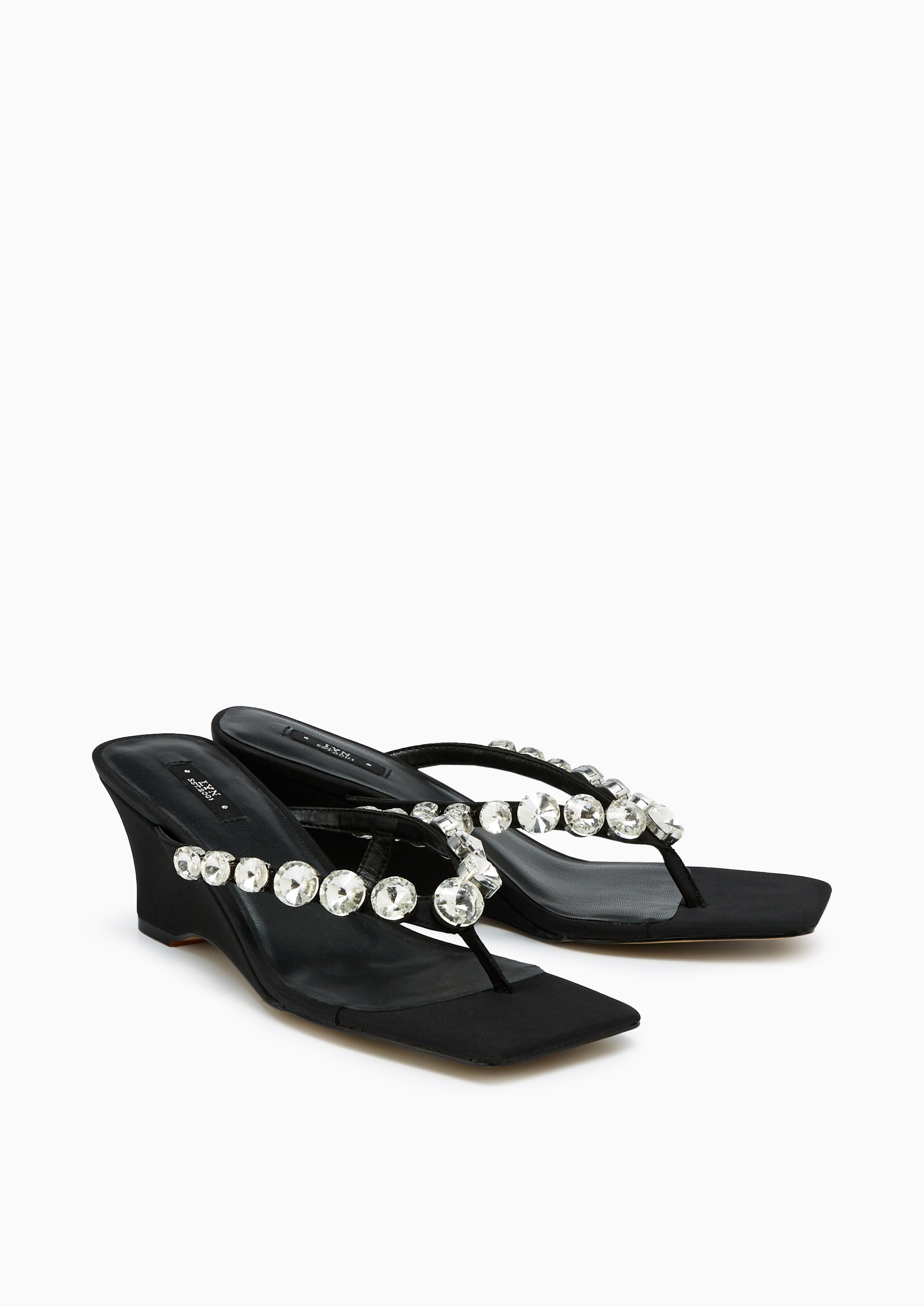 Jinny Fabric Sandals Black - Lyn TH