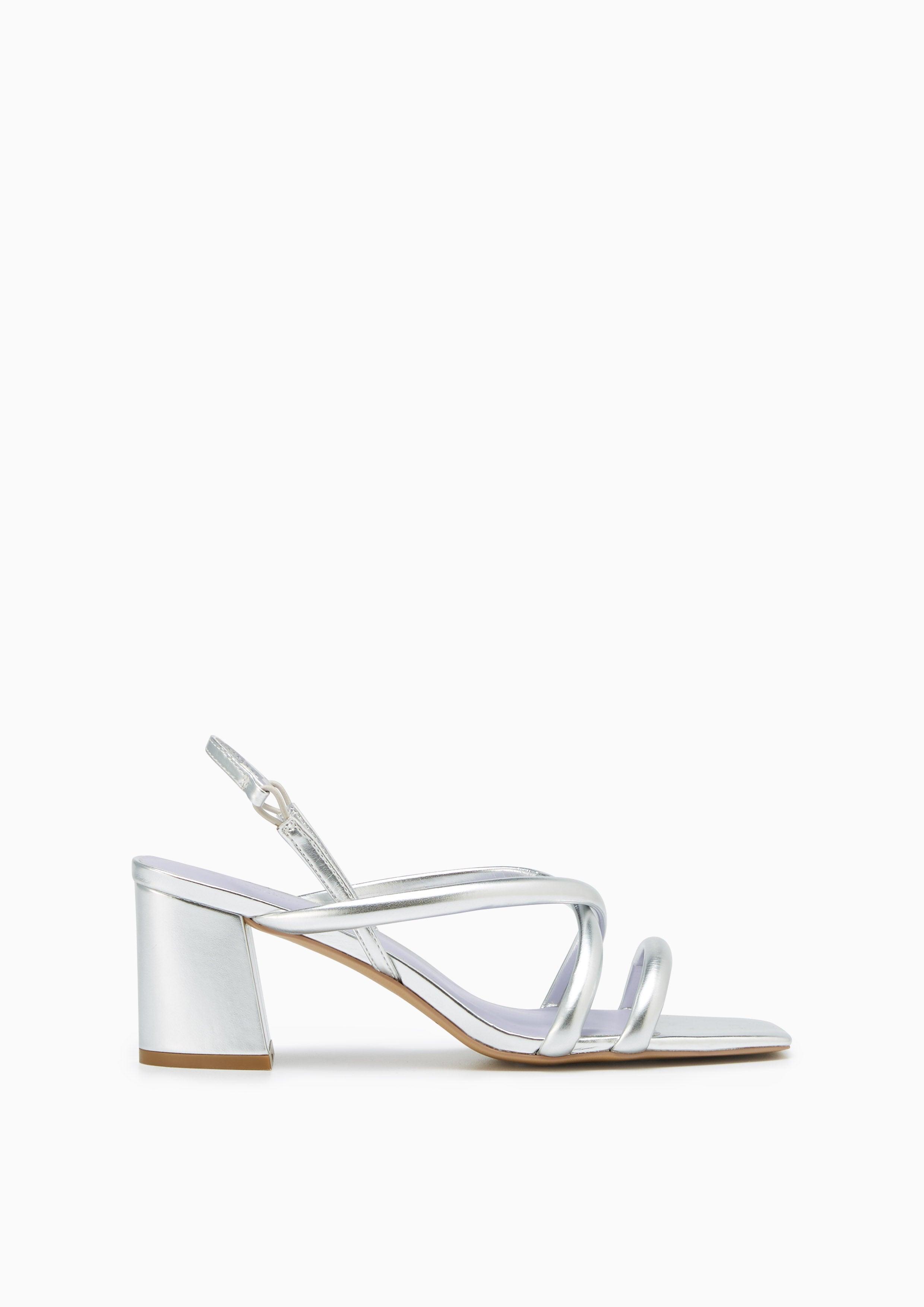 Juno Heel Slingbacks Silver