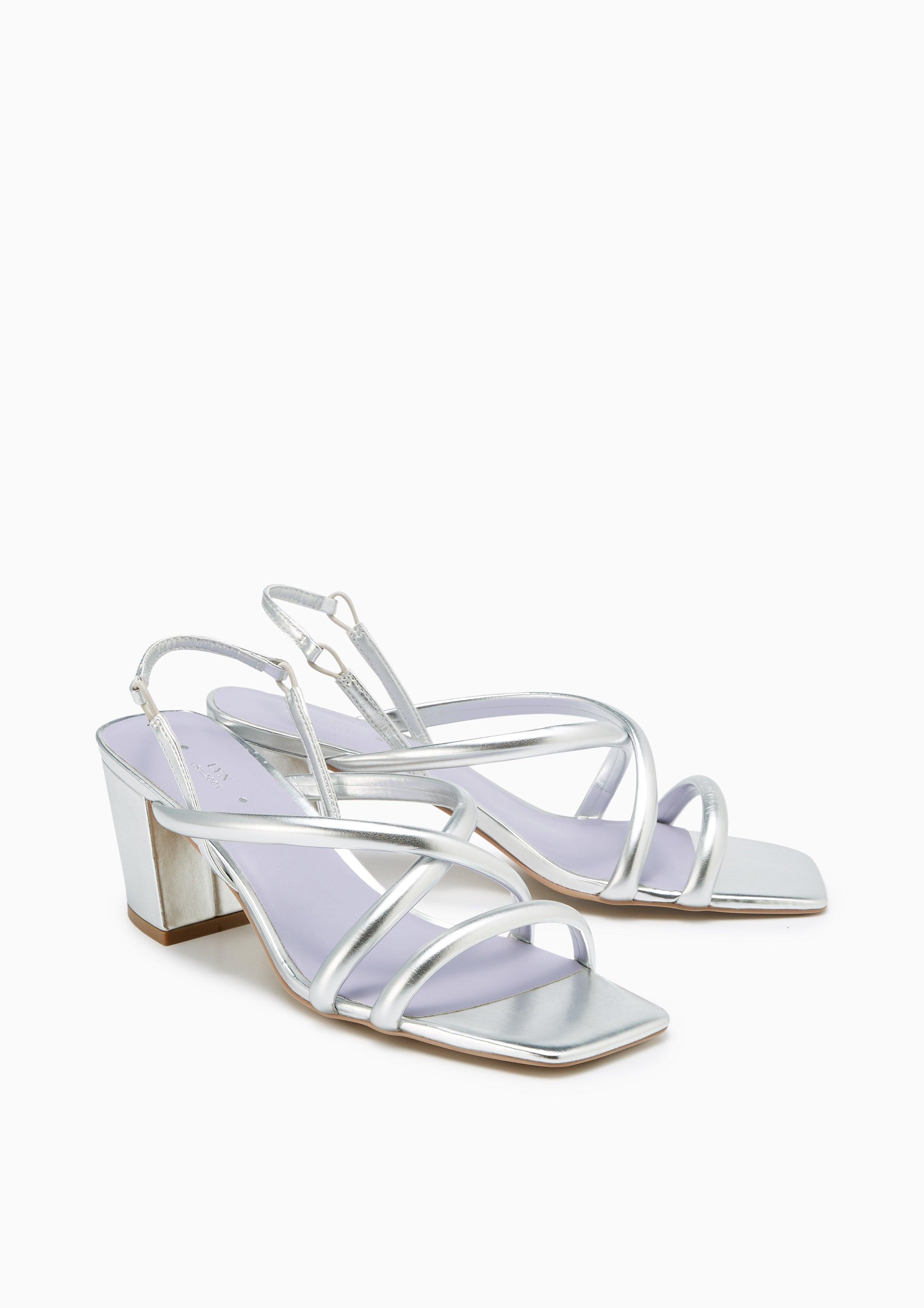 Juno Heel Slingbacks Silver