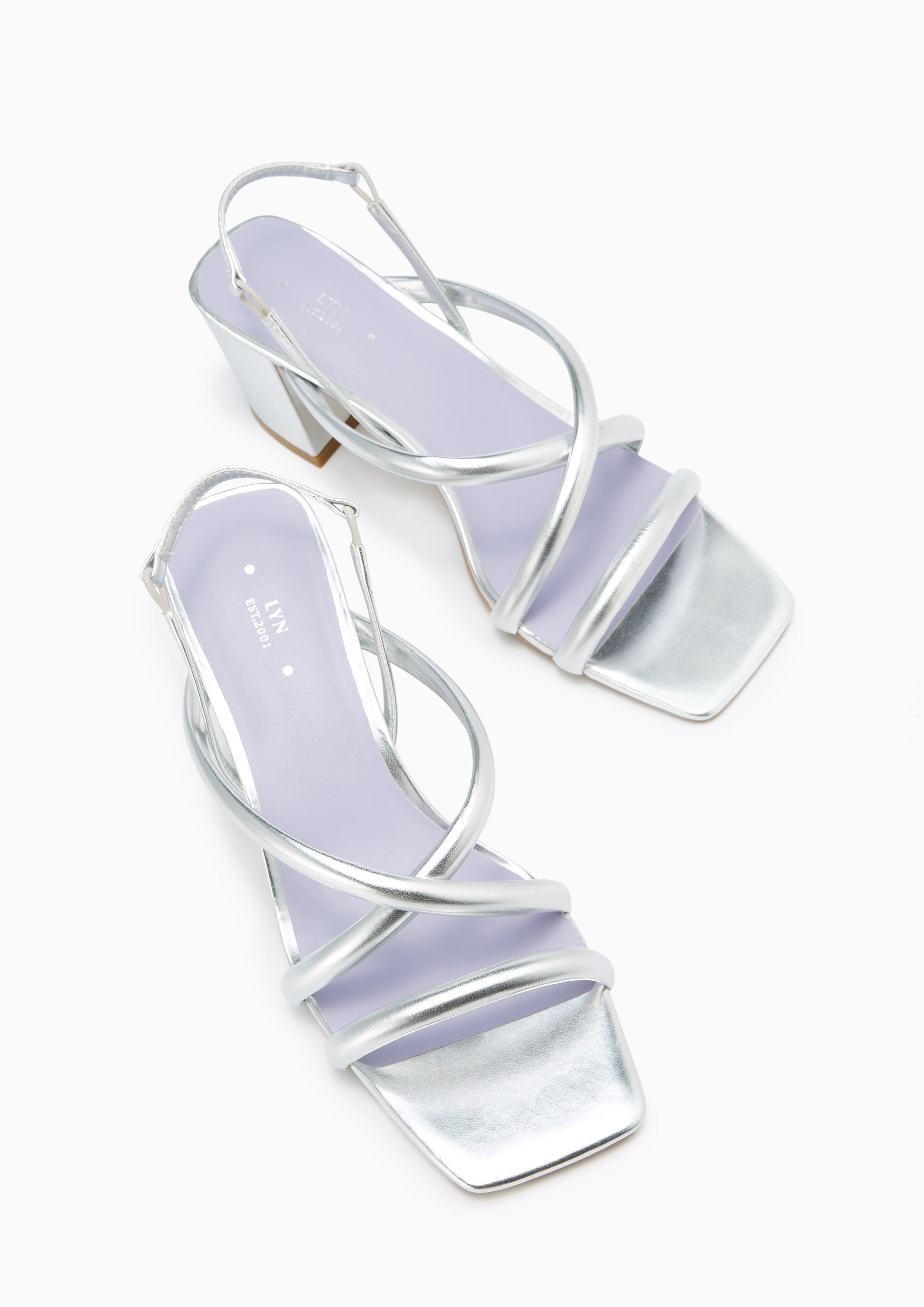 Juno Heel Slingbacks Silver