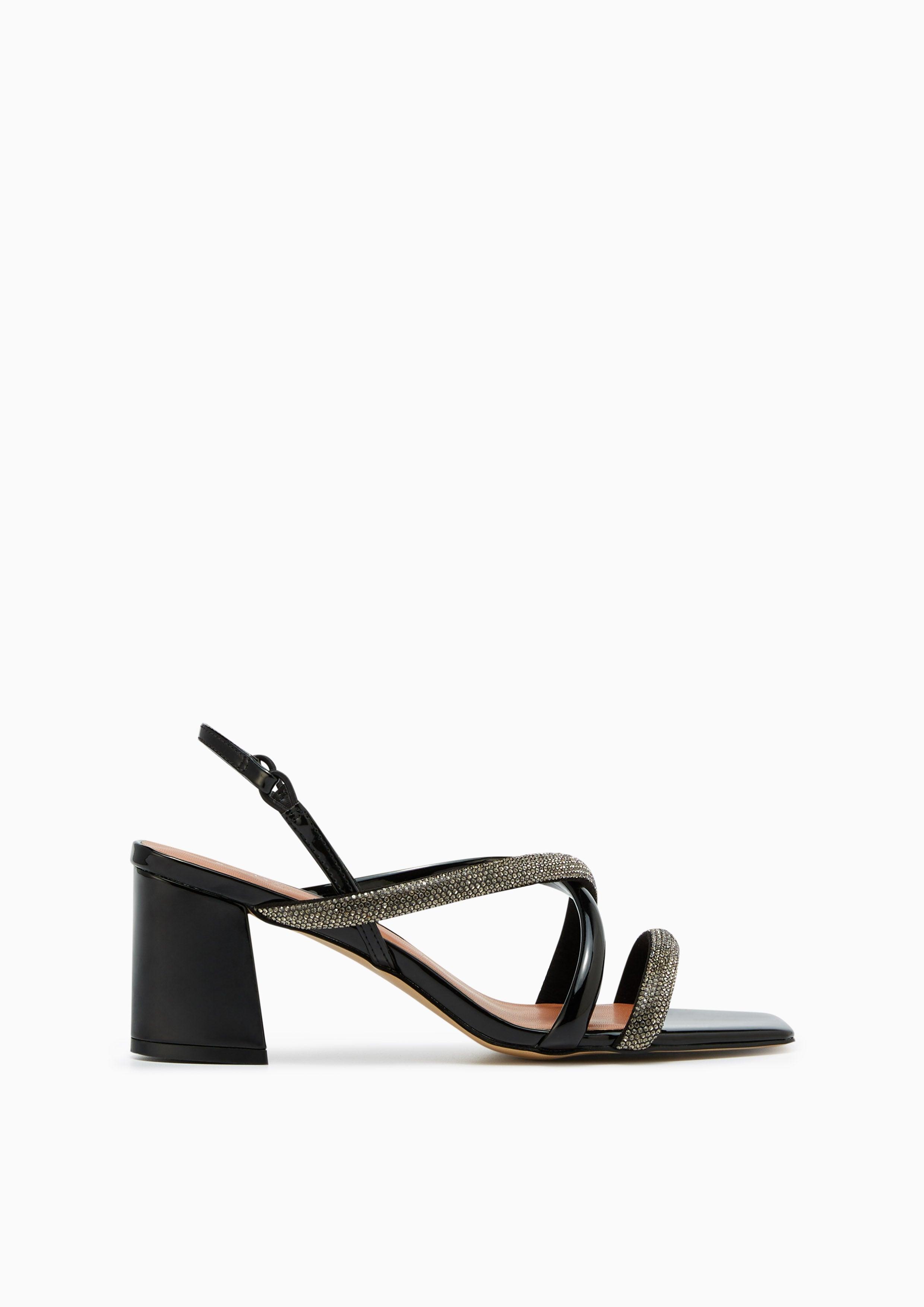 Juno Crystal Heel Slingbacks Black