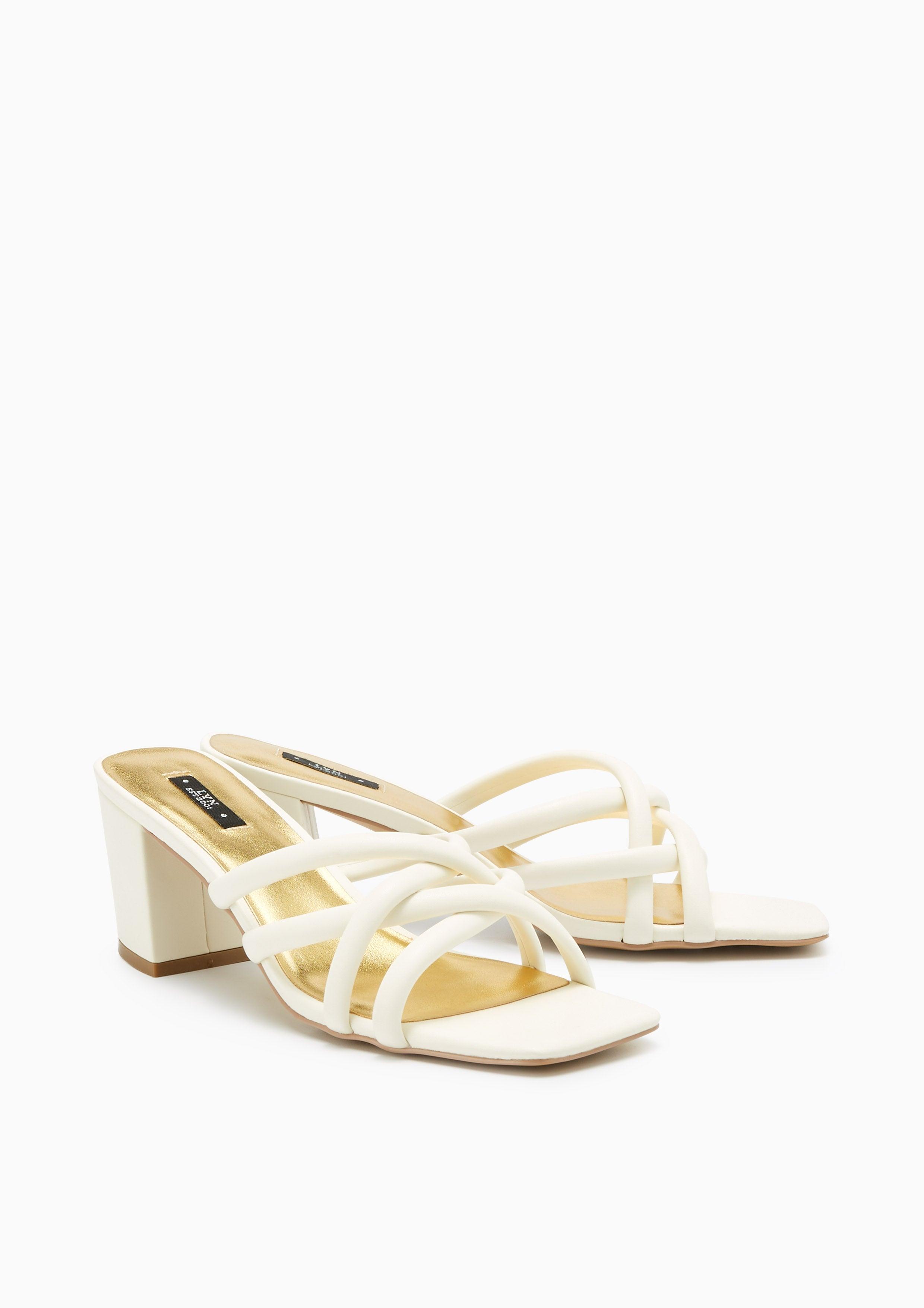 Emiri Mid Heel Sandals Ivory