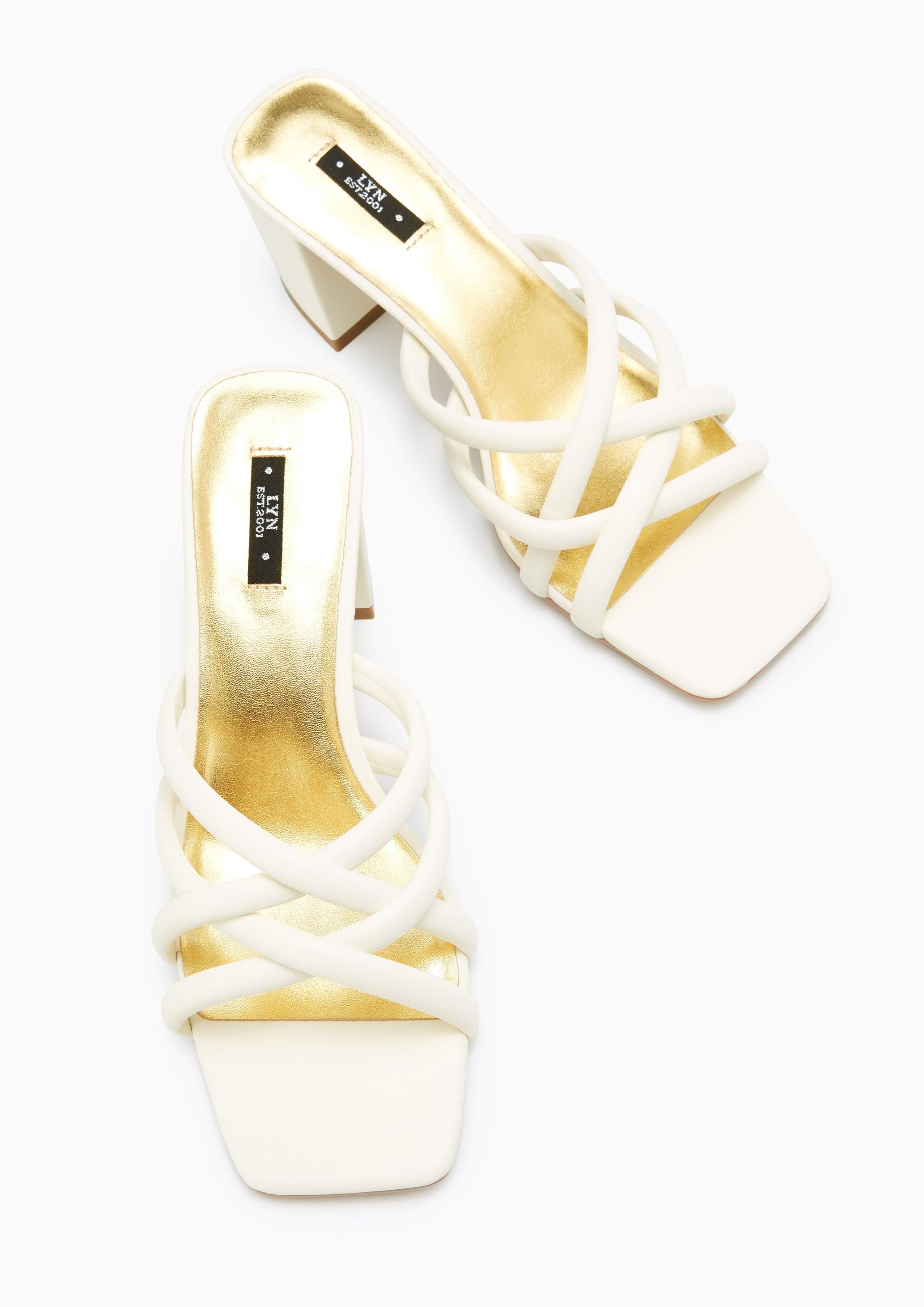 Emiri Mid Heel Sandals Ivory