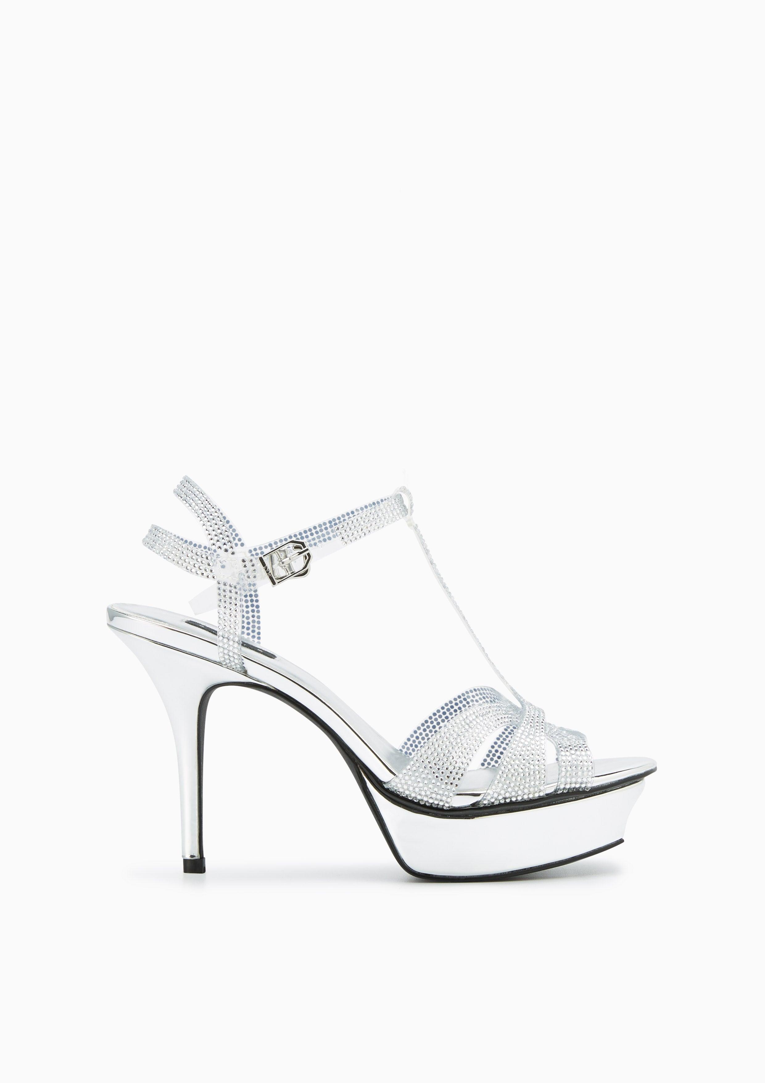 Sabella Crystal Platform Heels Silver