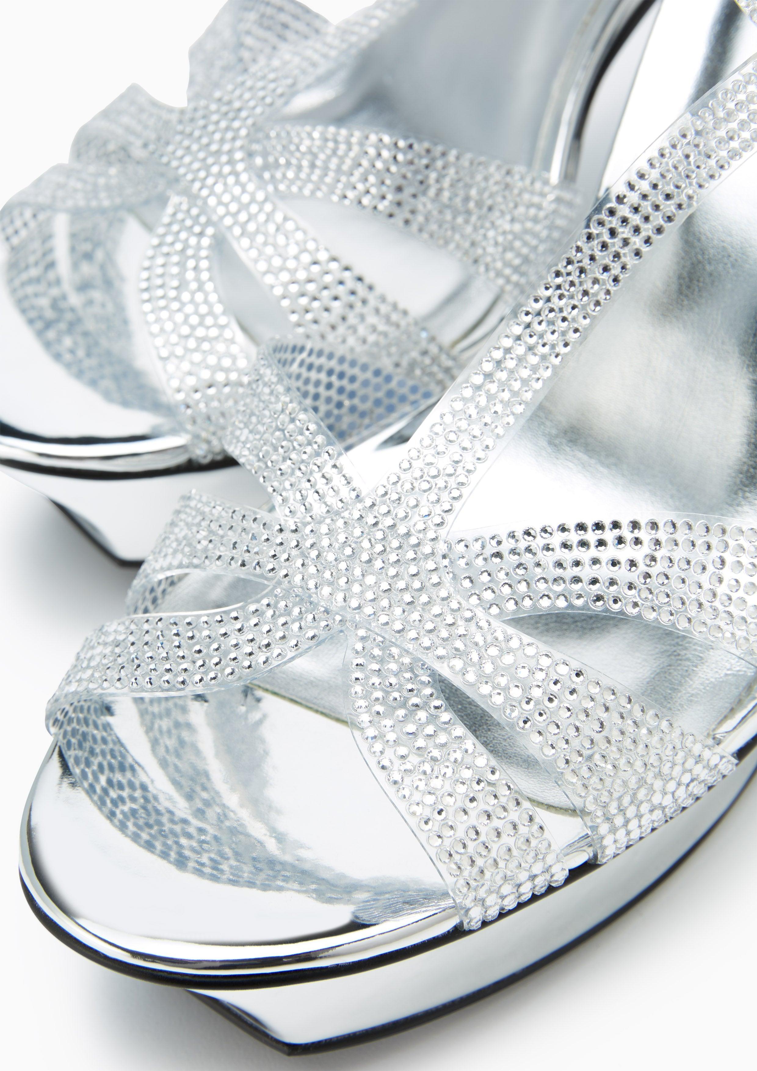 Sabella Crystal Platform Heels Silver