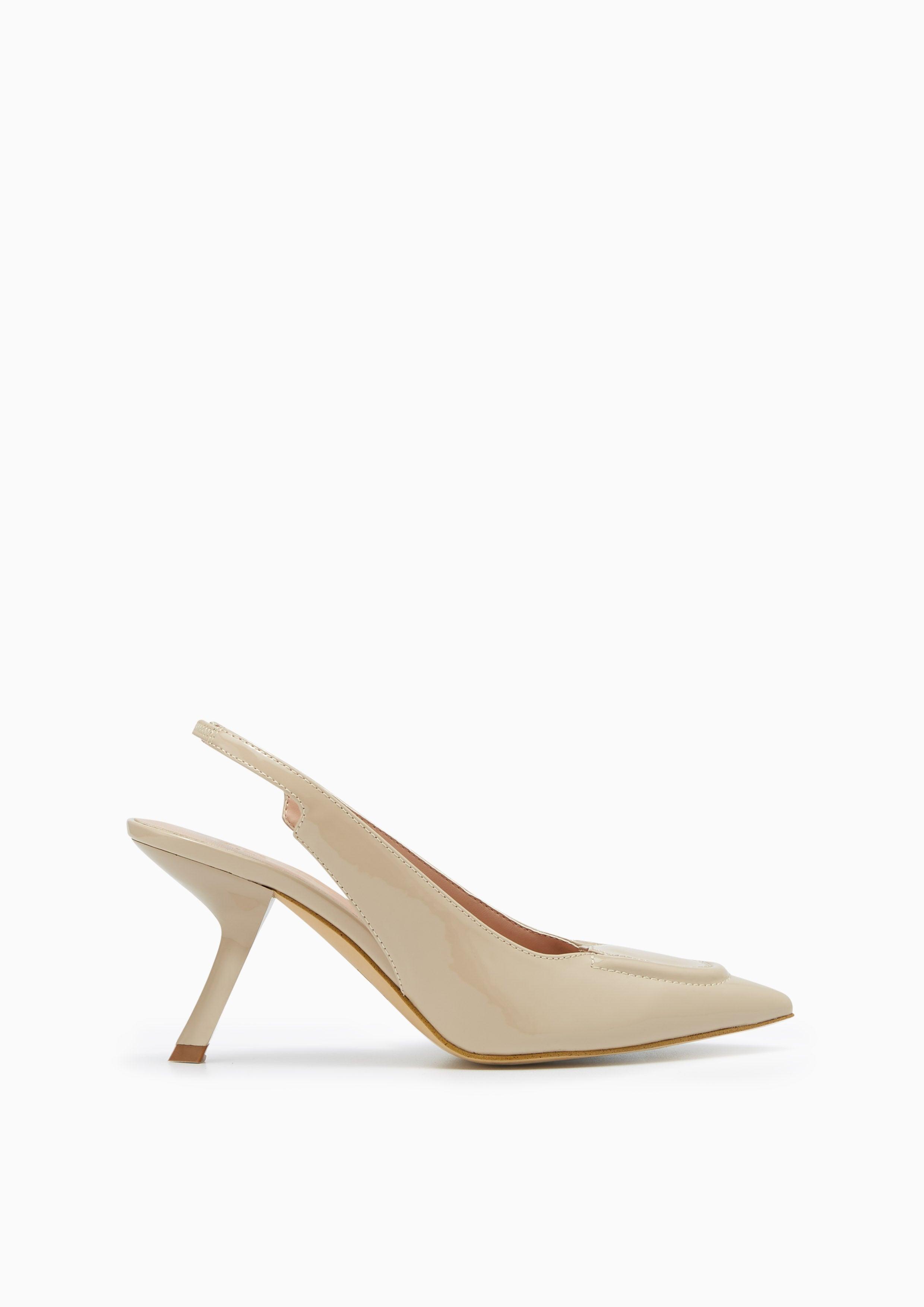 Peach Mid Heel Slingbacks Beige