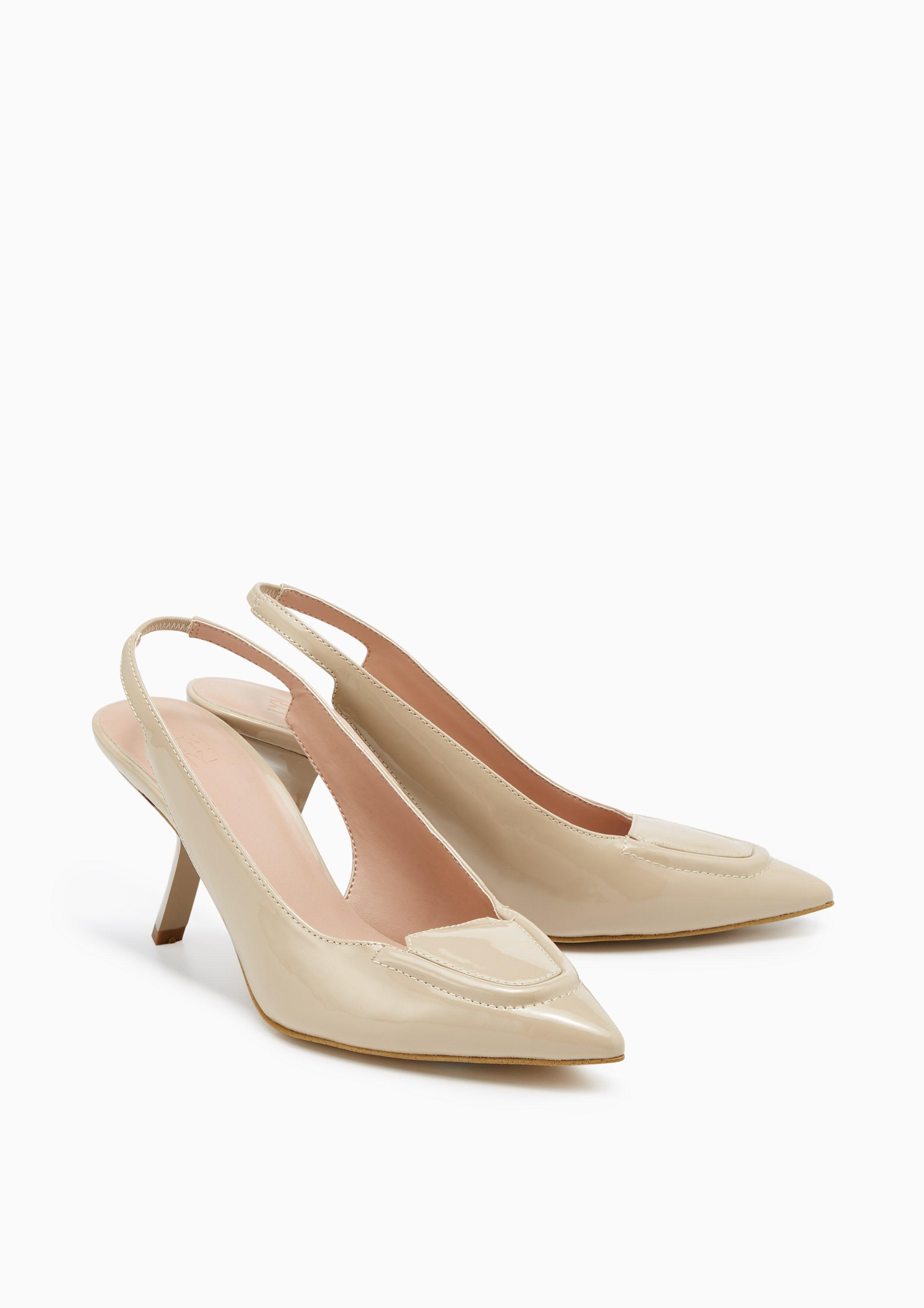 Peach Mid Heel Slingbacks Beige