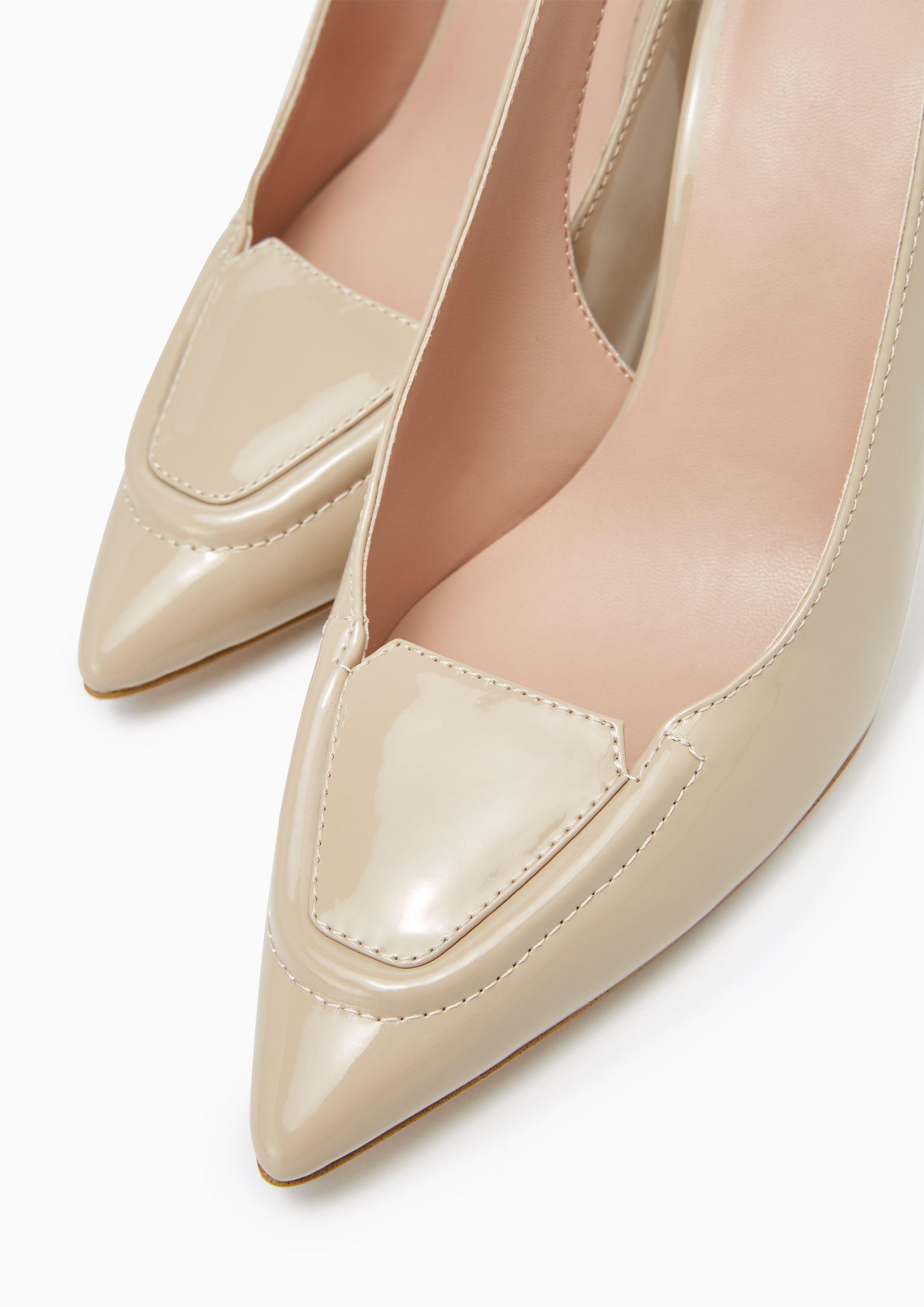 Peach Mid Heel Slingbacks Beige