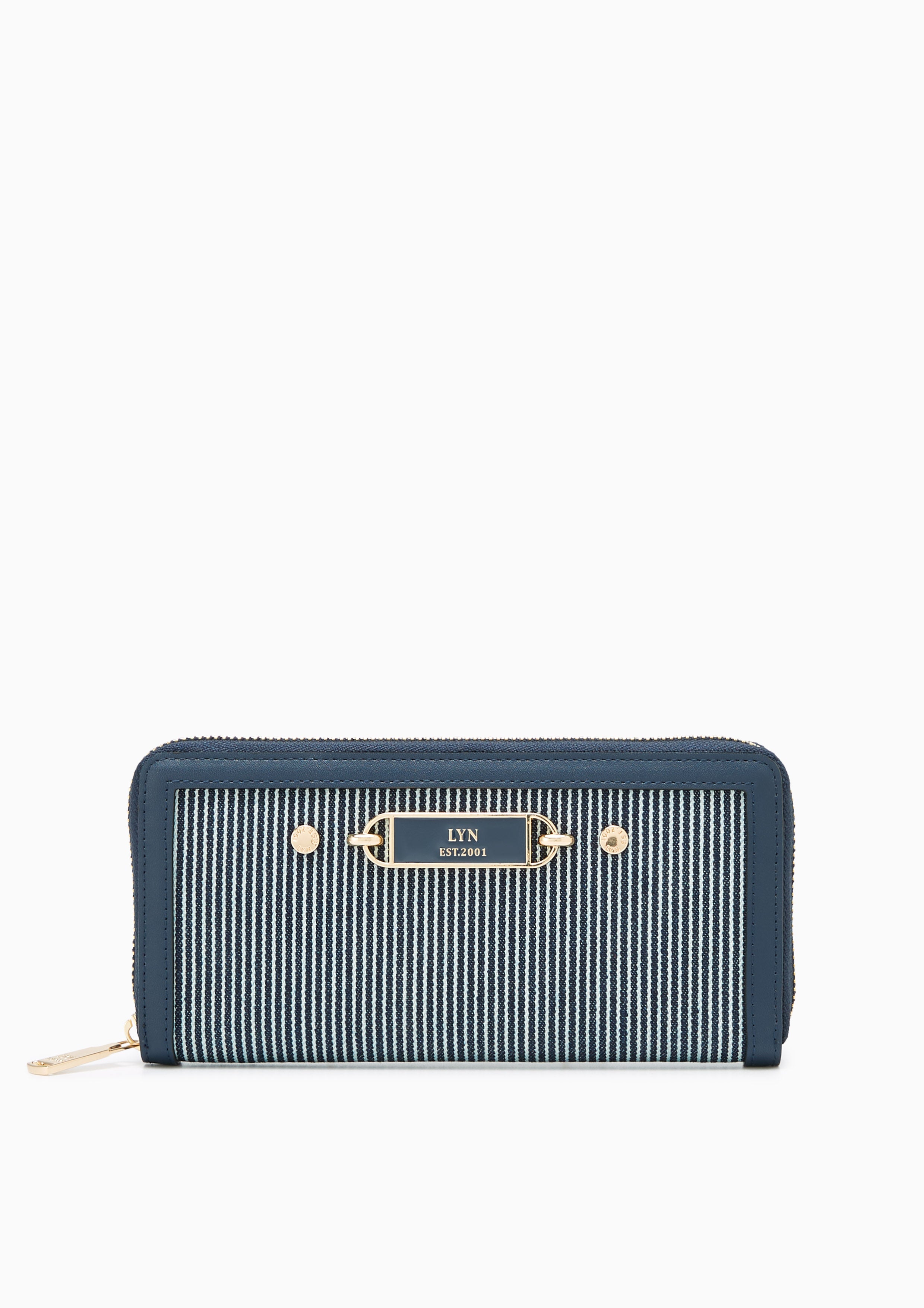 Marina Strip Long Wallet Navy - Lyn TH