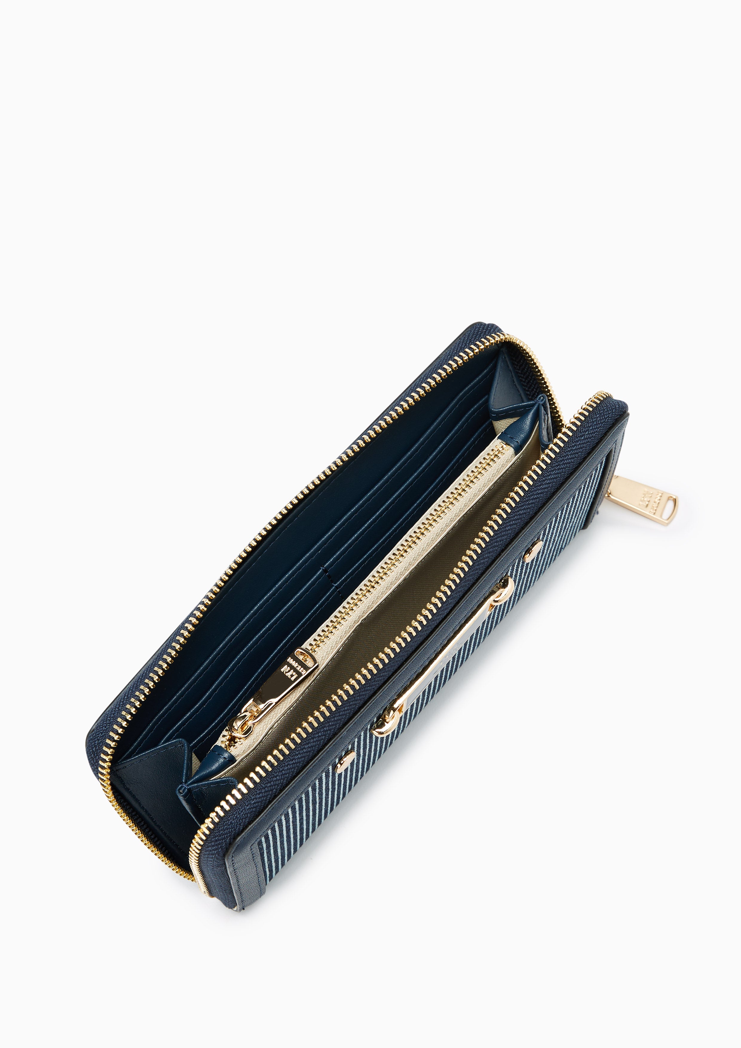 Marina Strip Long Wallet Navy - Lyn TH