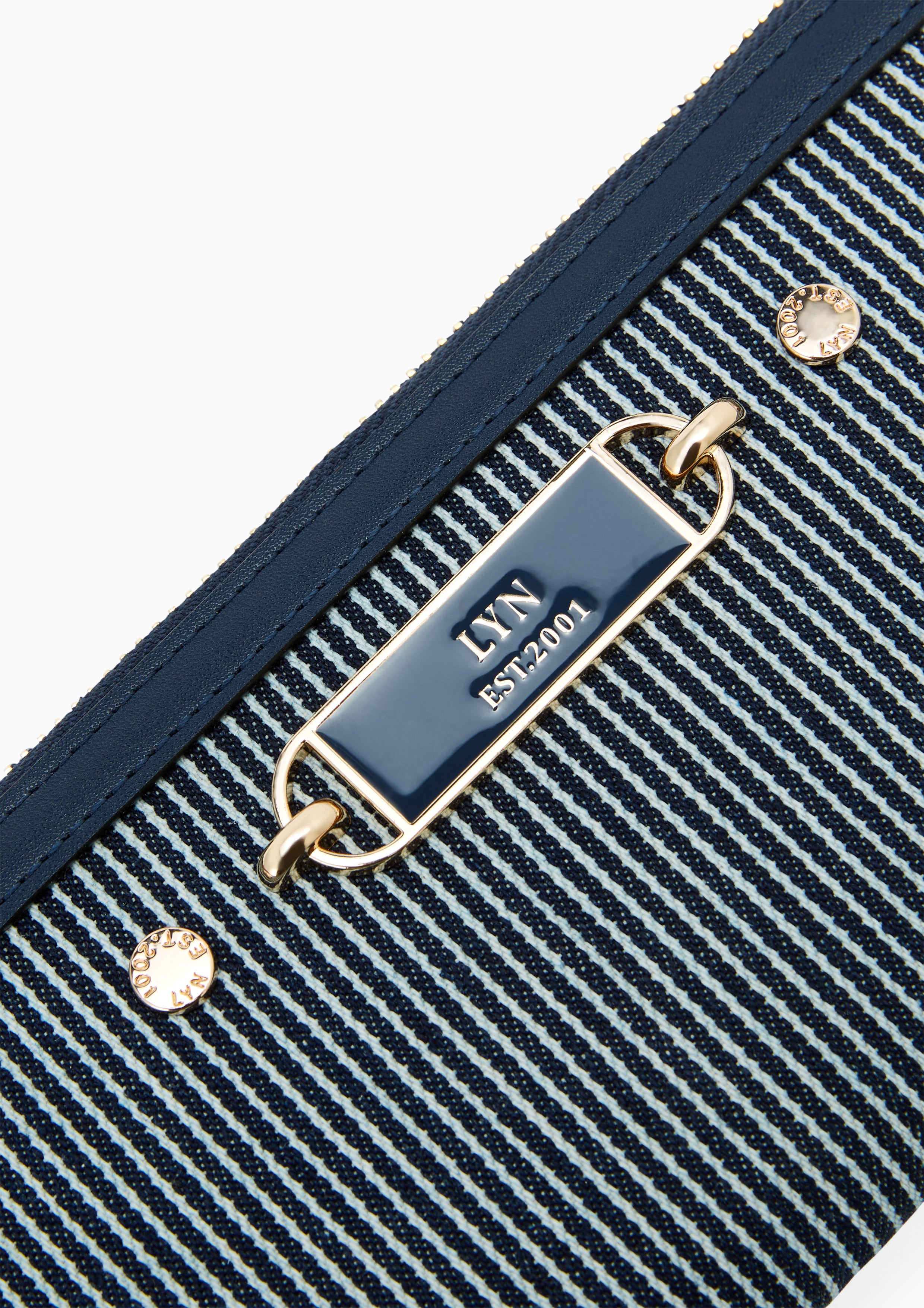 Marina Strip Long Wallet Navy - Lyn TH