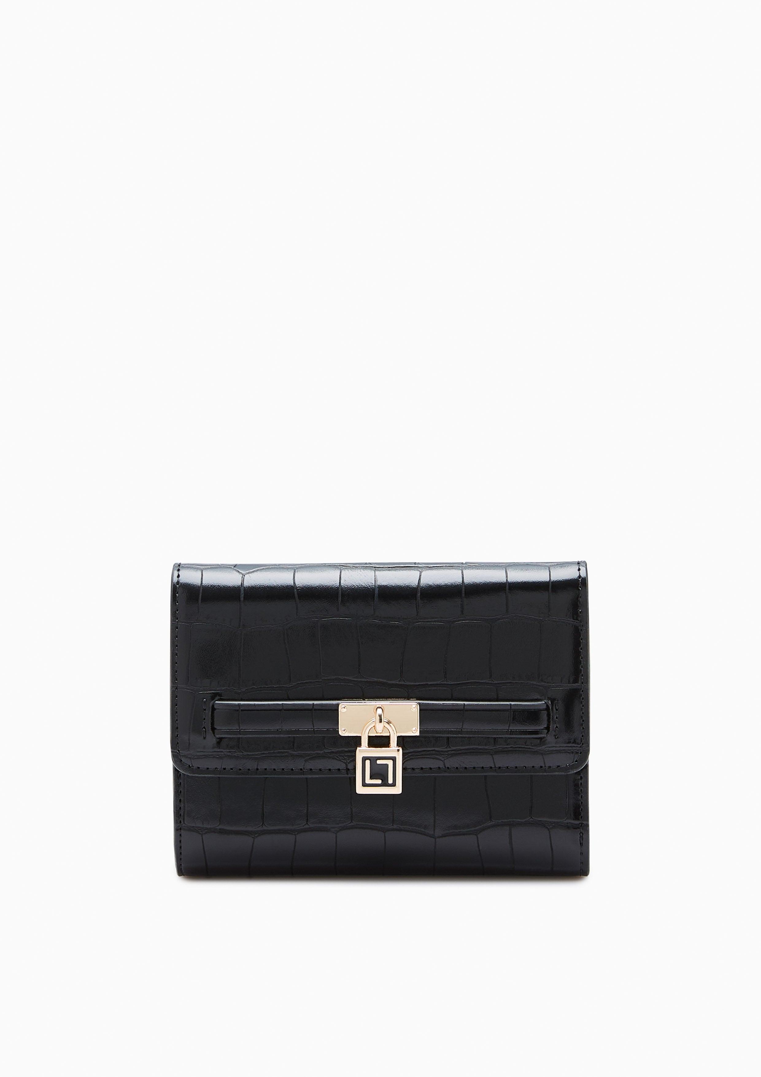 Venus Croco Short Wallet Black