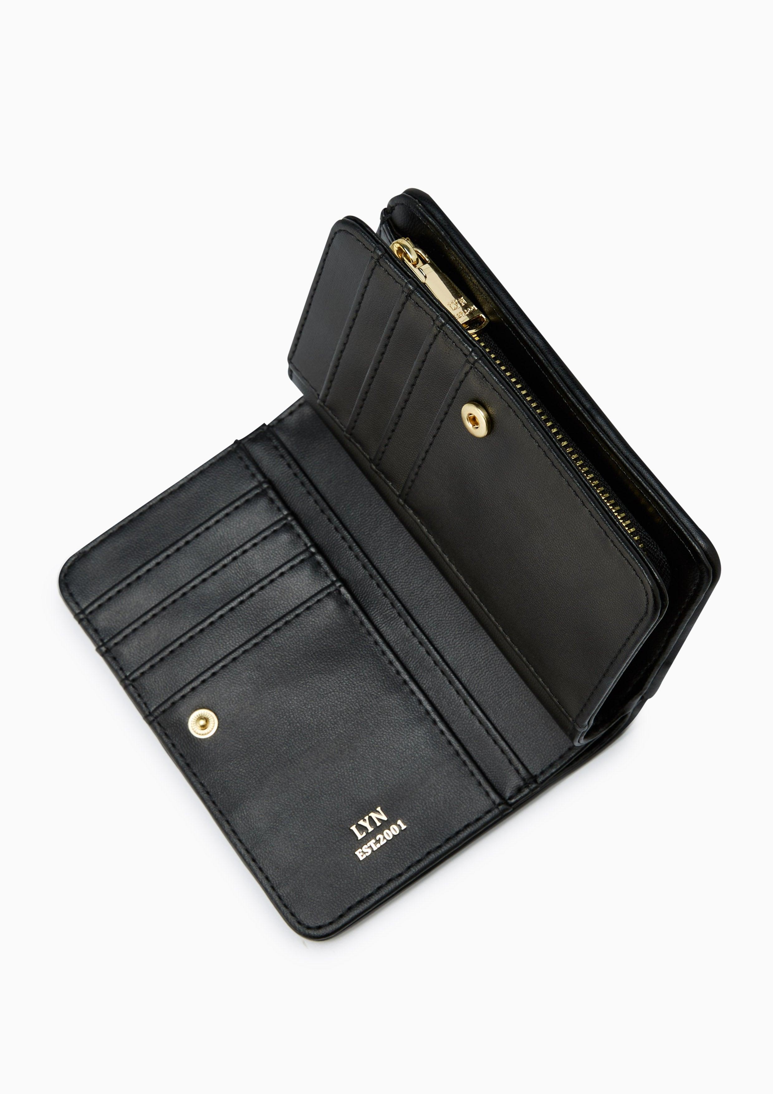 Camille Quilted Short Short Wallet Black - Lyn TH