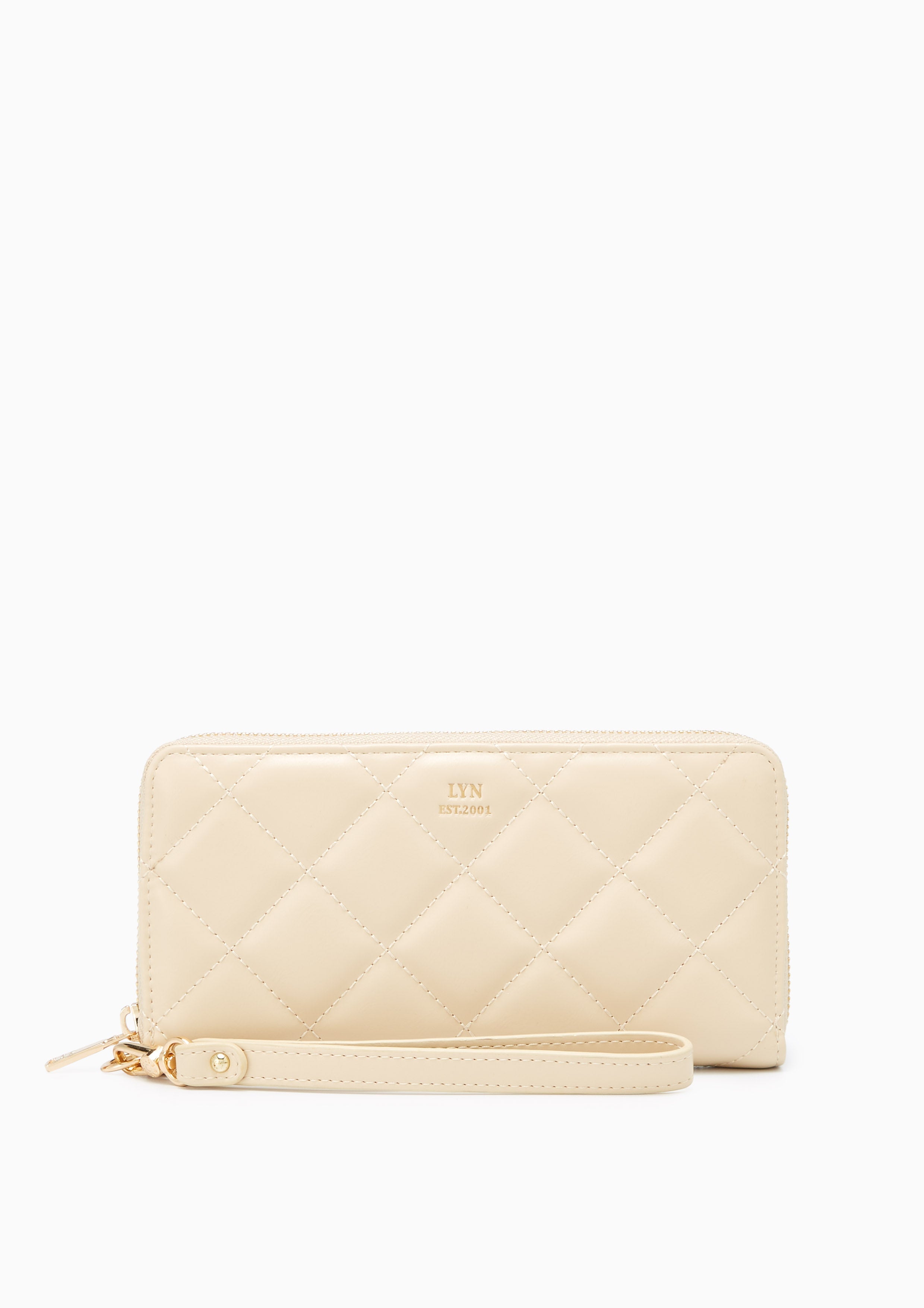 Essential Coin Con Quilt Long Wallet Beige