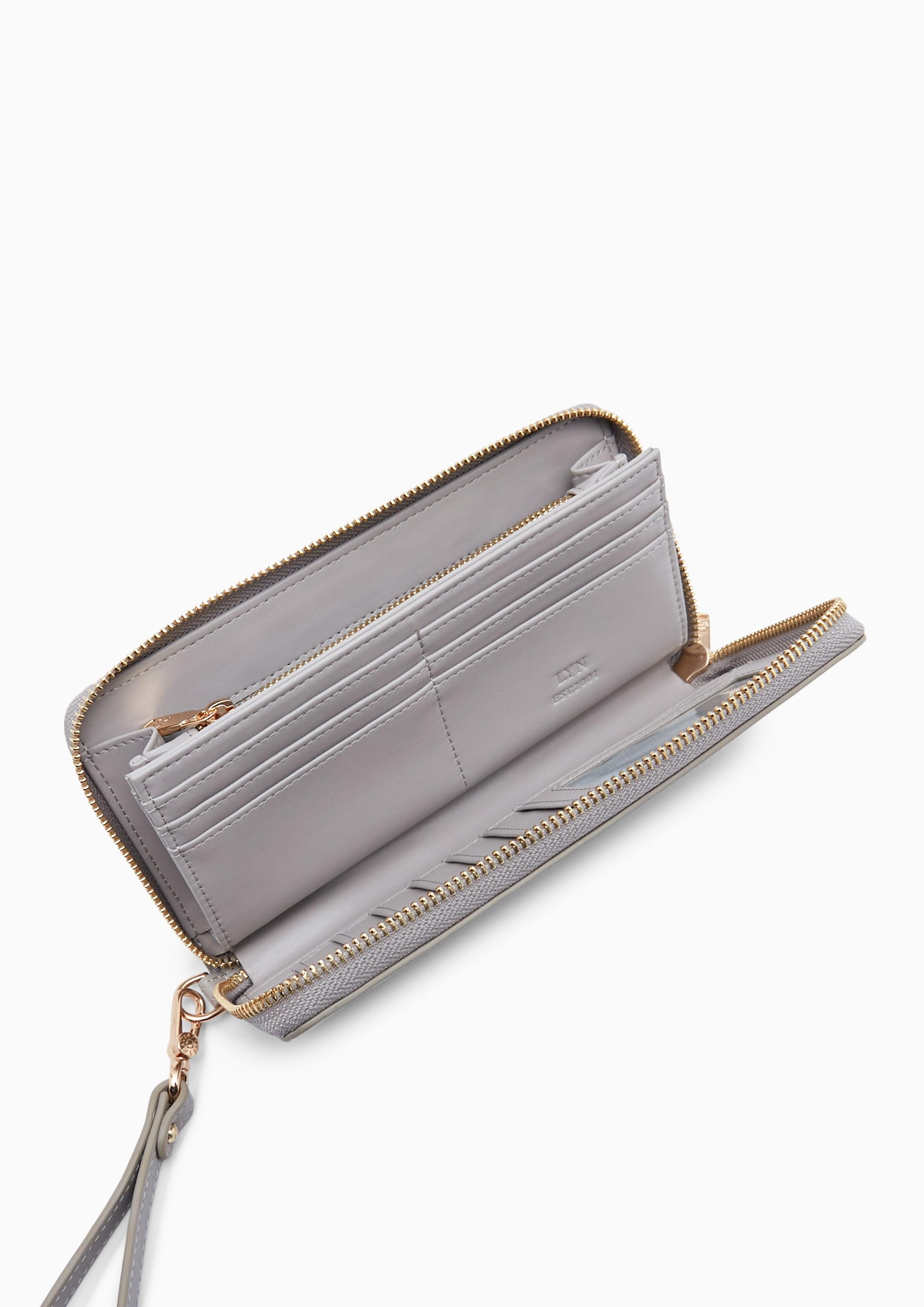 Essential Coin Con Plain Long Wallet Grey