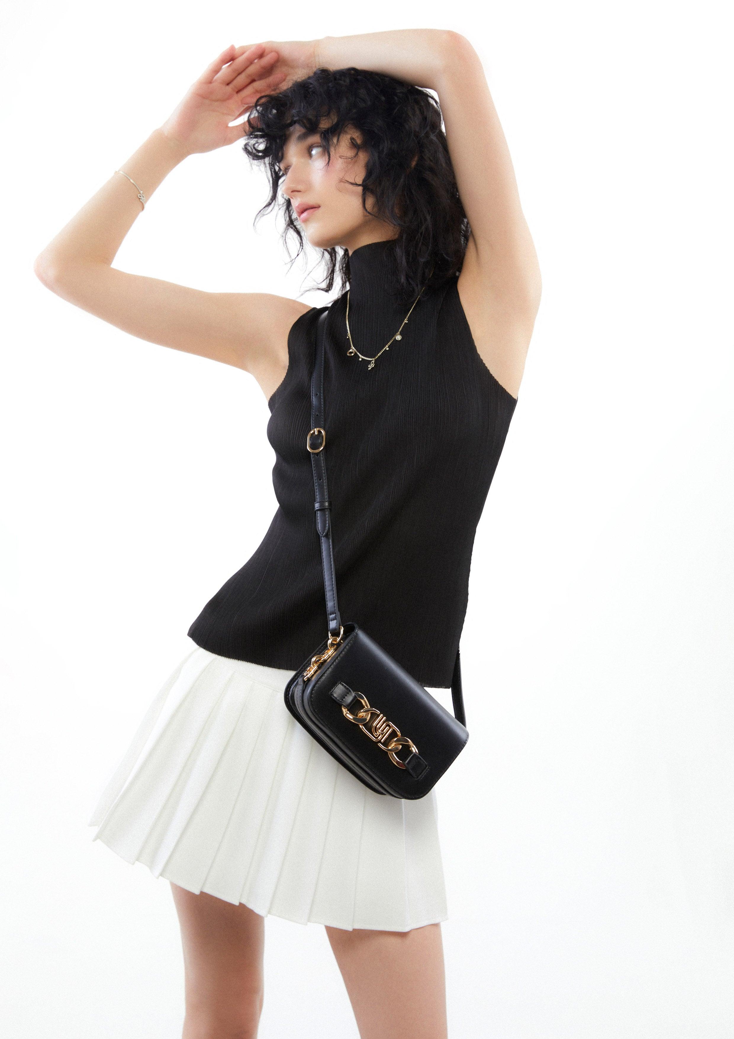 Metal Infinite S Crossbody Bag Black - Lyn TH