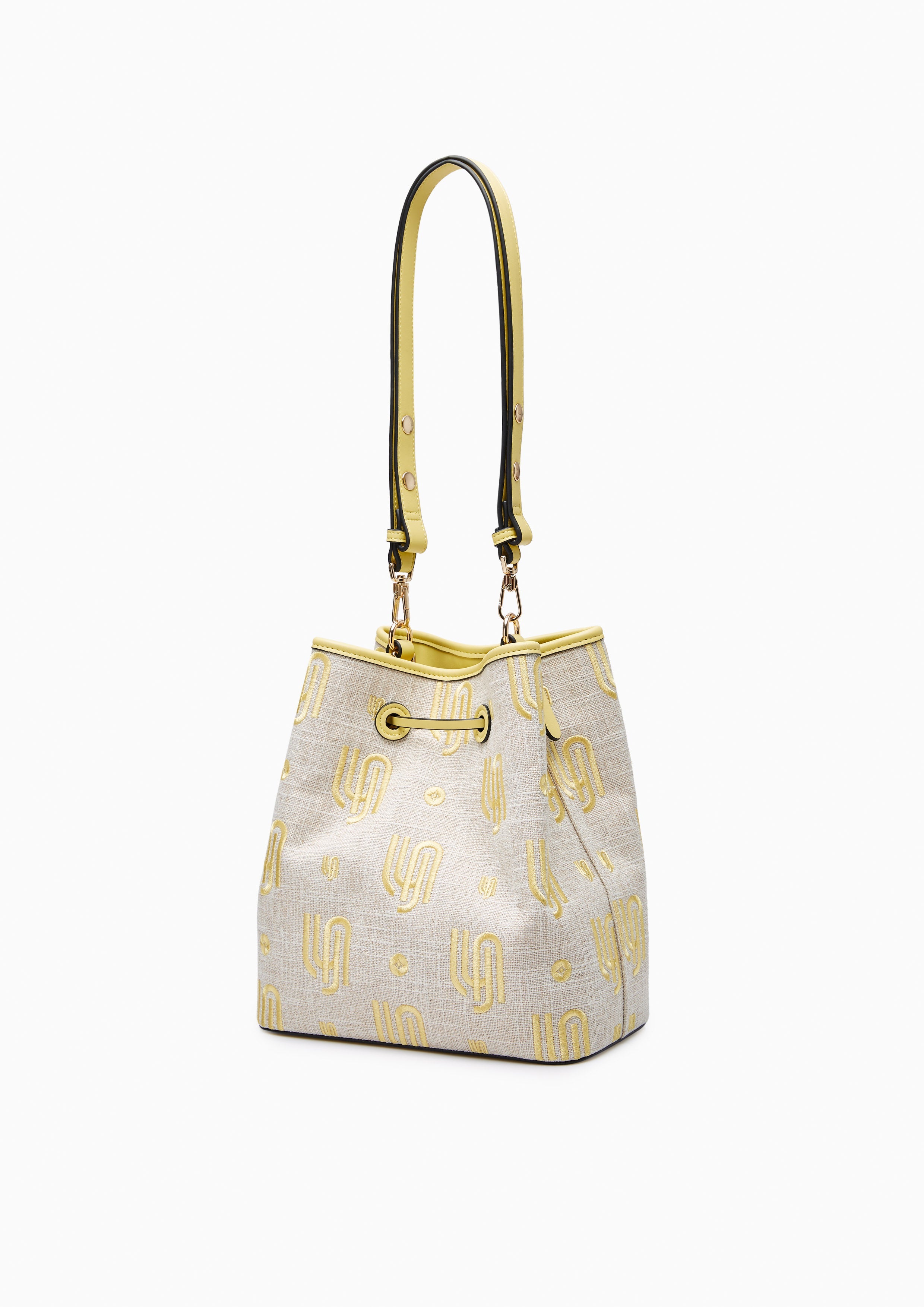 Leah Infinite Canvas Bucket Bag Yellow - Lyn TH