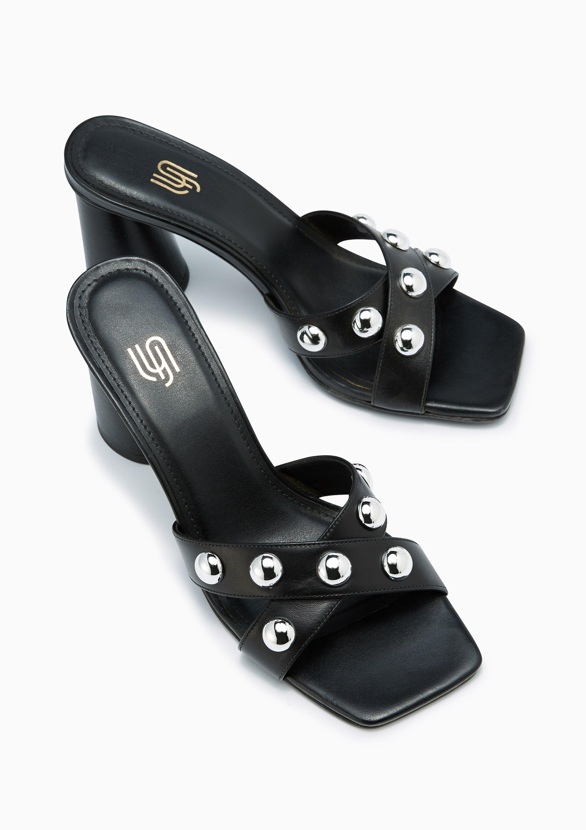 Brits Infinite Mid Heel Sandals Black - Lyn TH