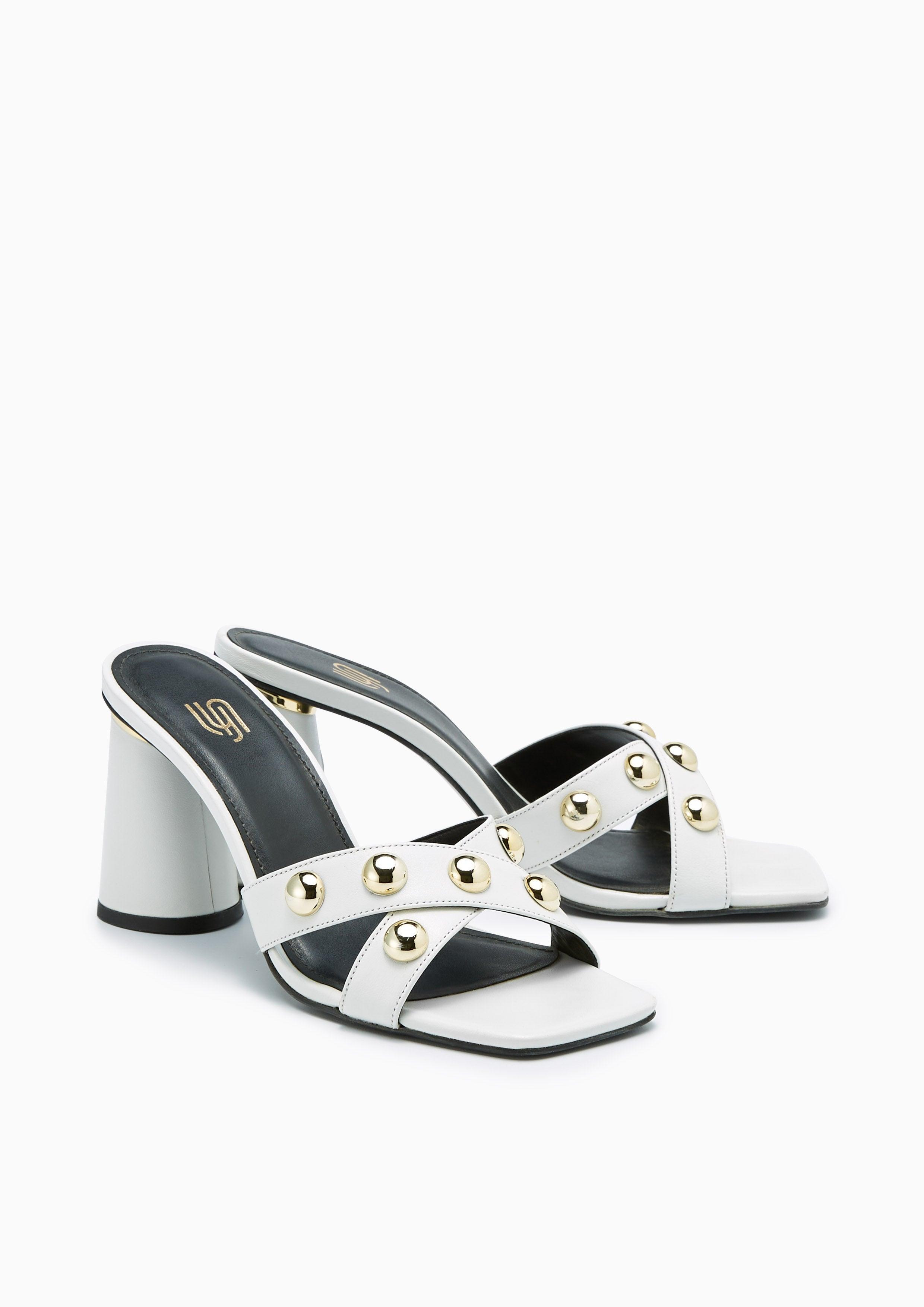 Brits Infinite Mid Heel Sandals White - Lyn TH