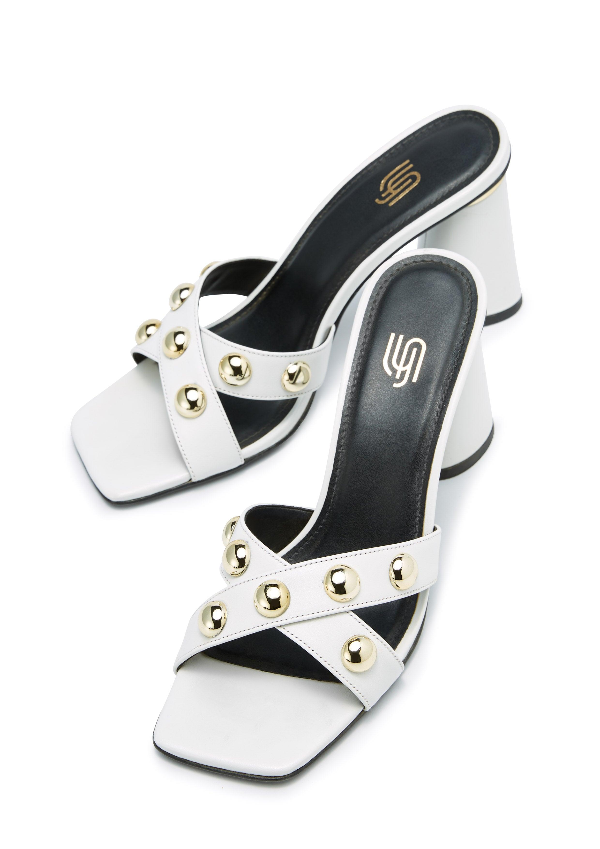 Brits Infinite Mid Heel Sandals White - Lyn TH