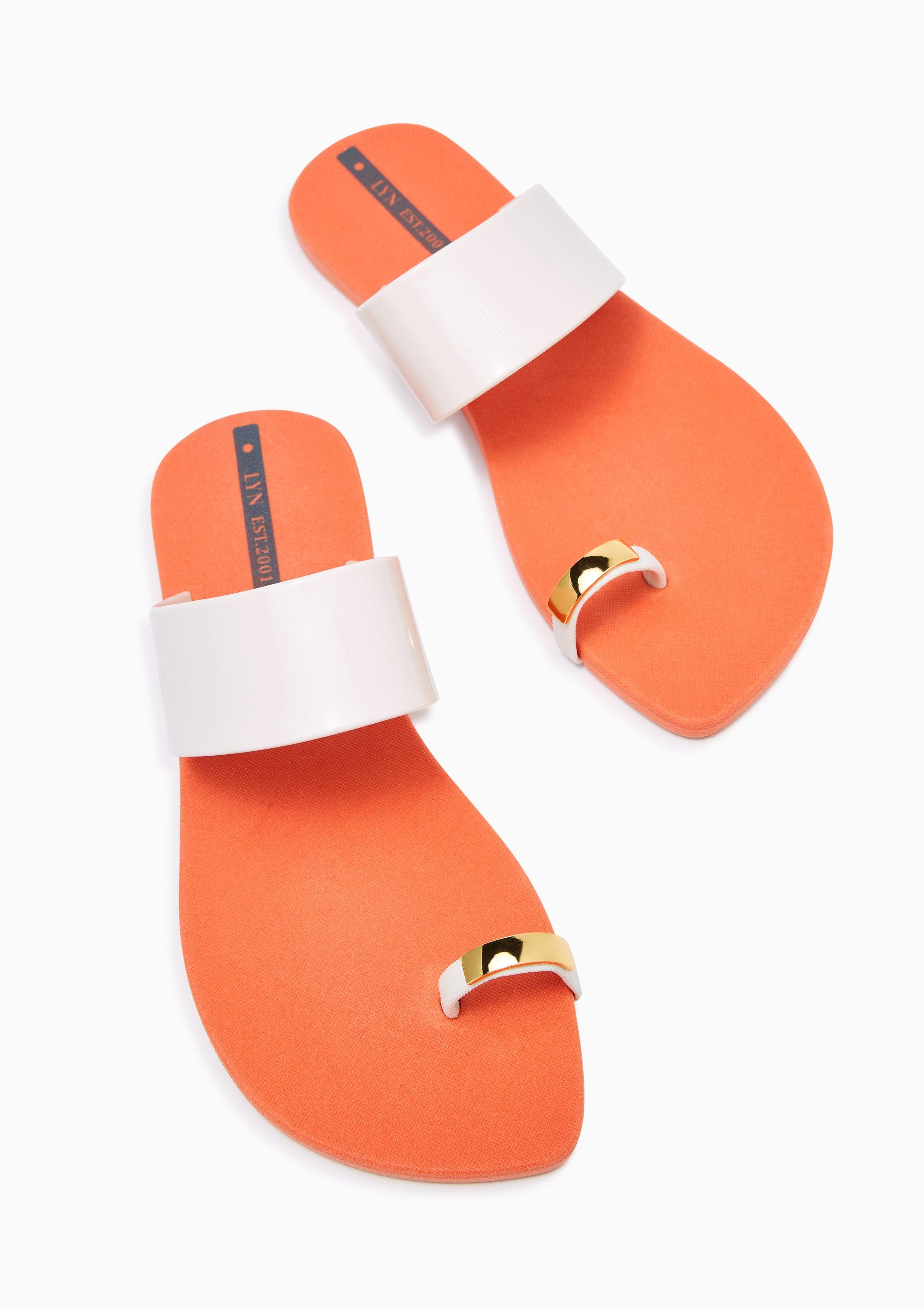 Byron Flat Sandals Orange - Lyn TH