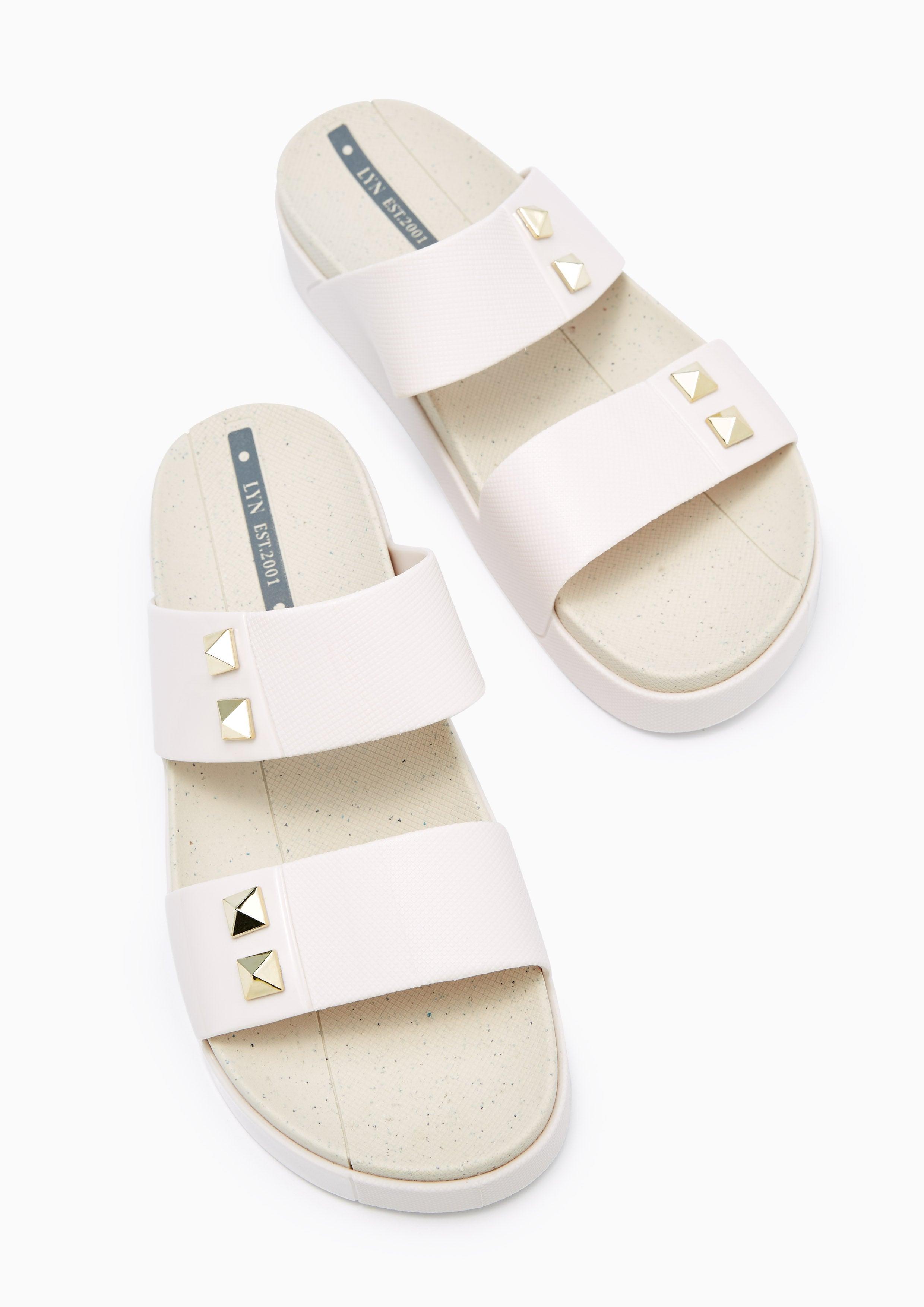 Boronia Flat Sandals White - Lyn TH