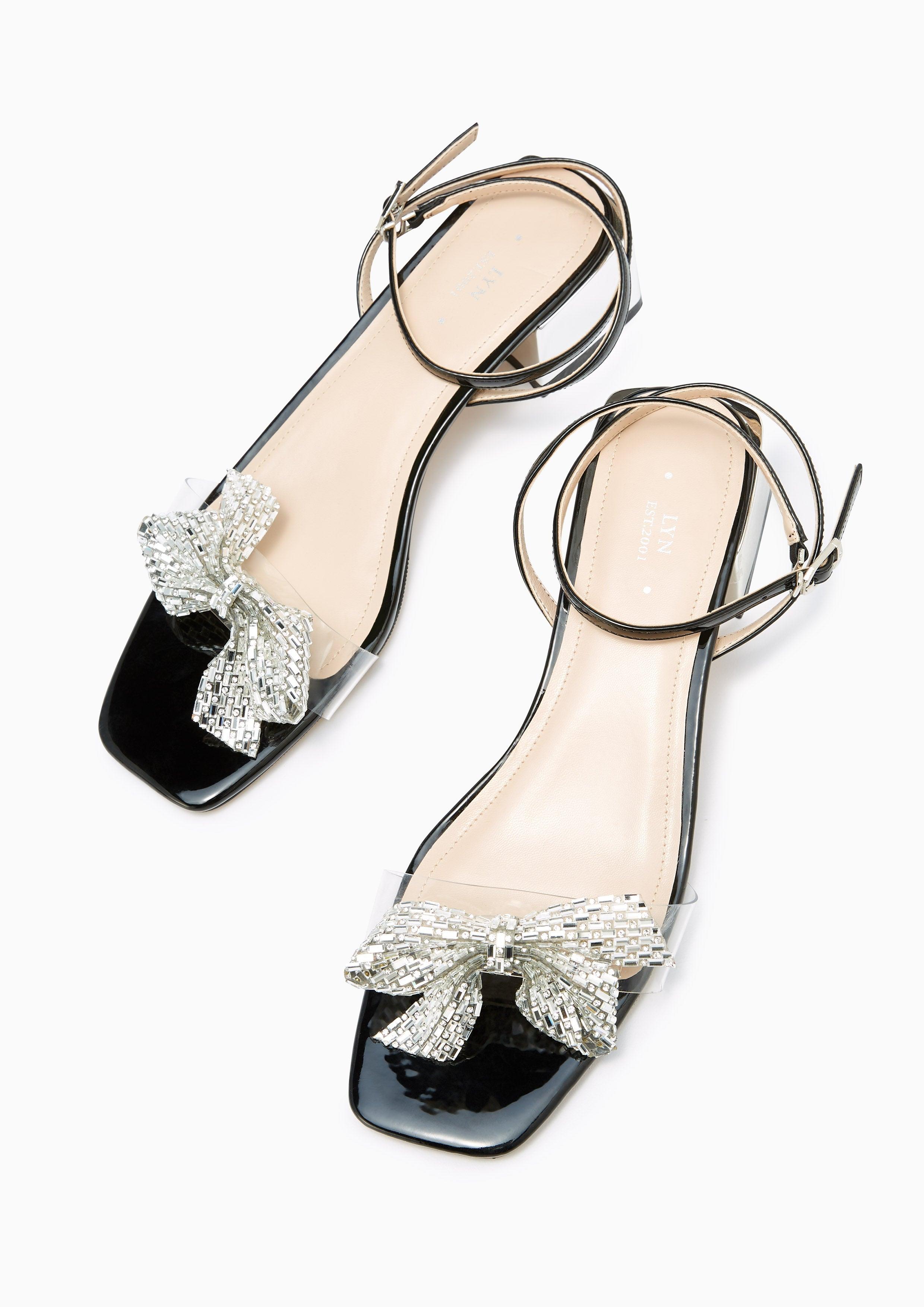 Bubbly Low Heel Slingbacks Black - Lyn TH