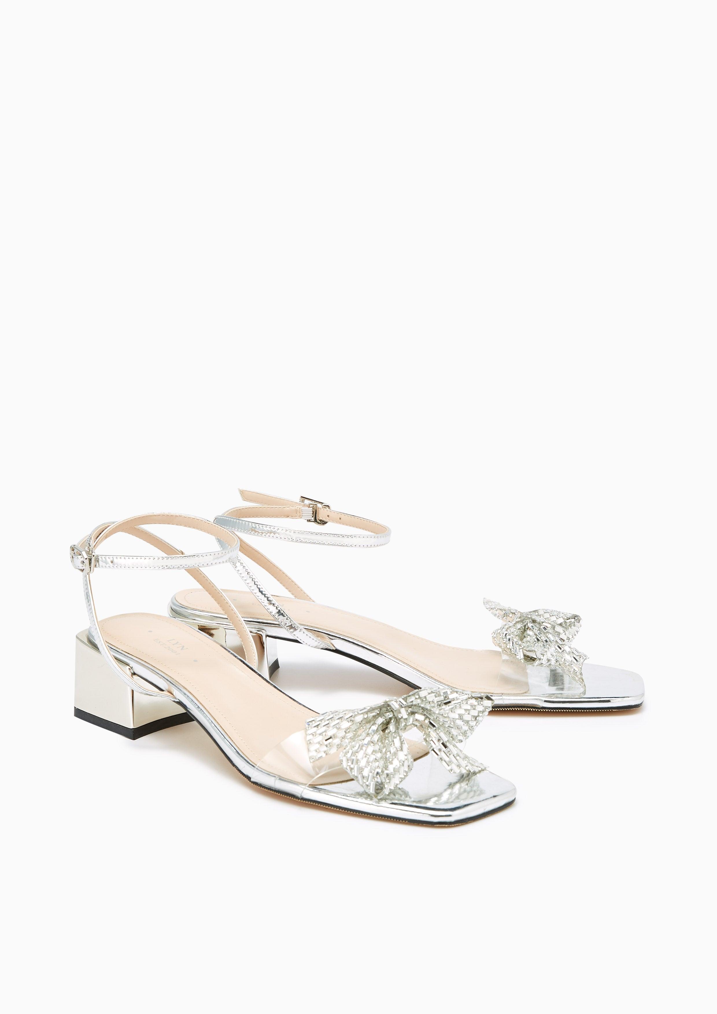 Bubbly Low Heel Slingbacks Silver - Lyn TH