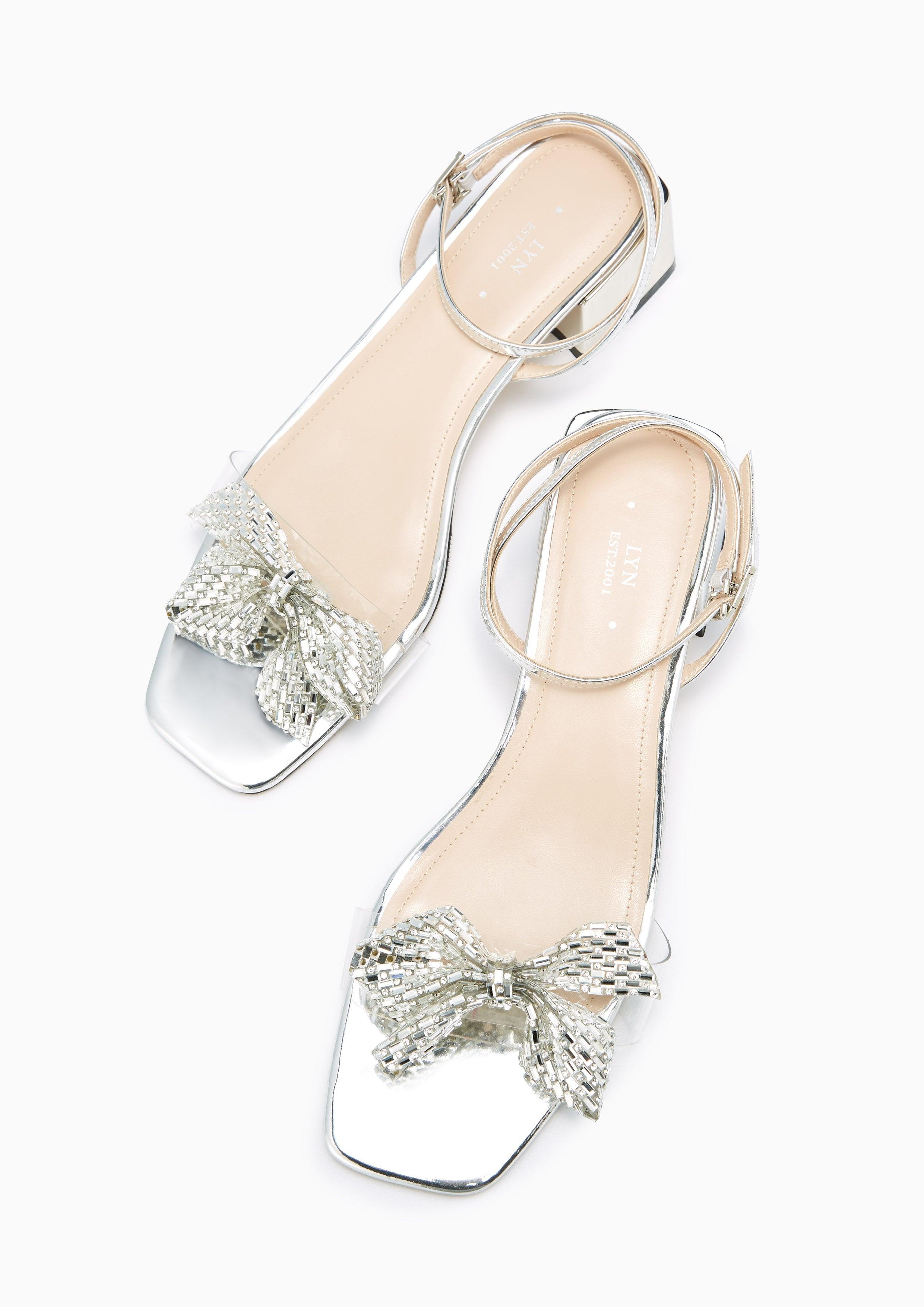 Bubbly Low Heel Slingbacks Silver - Lyn TH