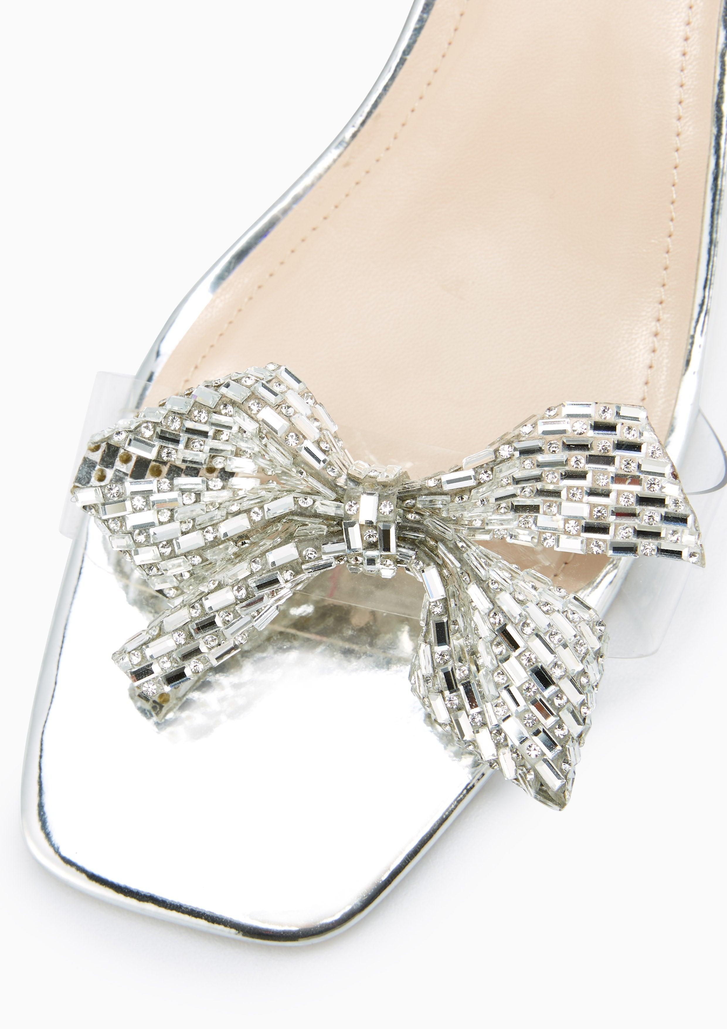 Bubbly Low Heel Slingbacks Silver - Lyn TH