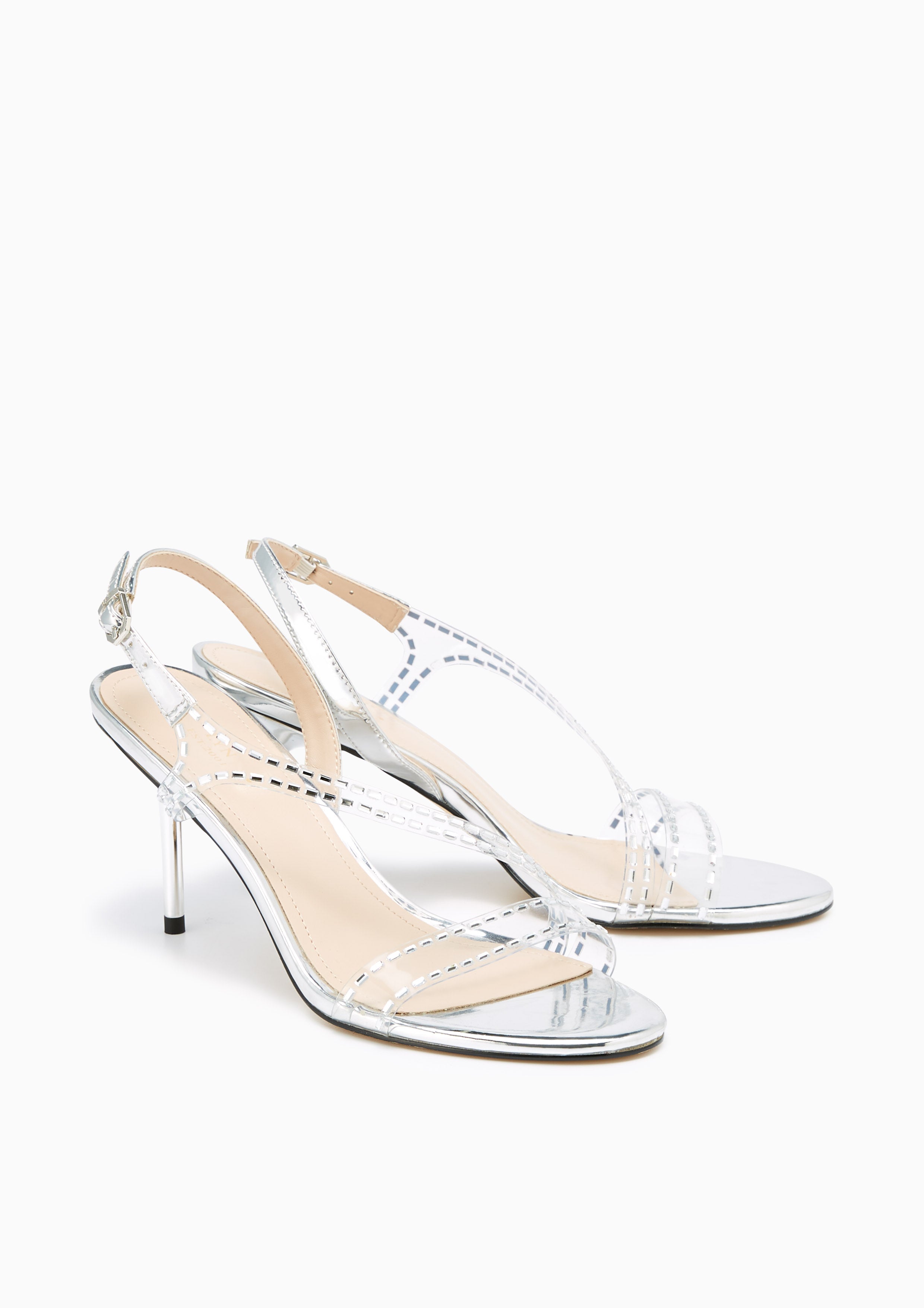 Brightest Mid Heel Slingbacks Silver - Lyn TH