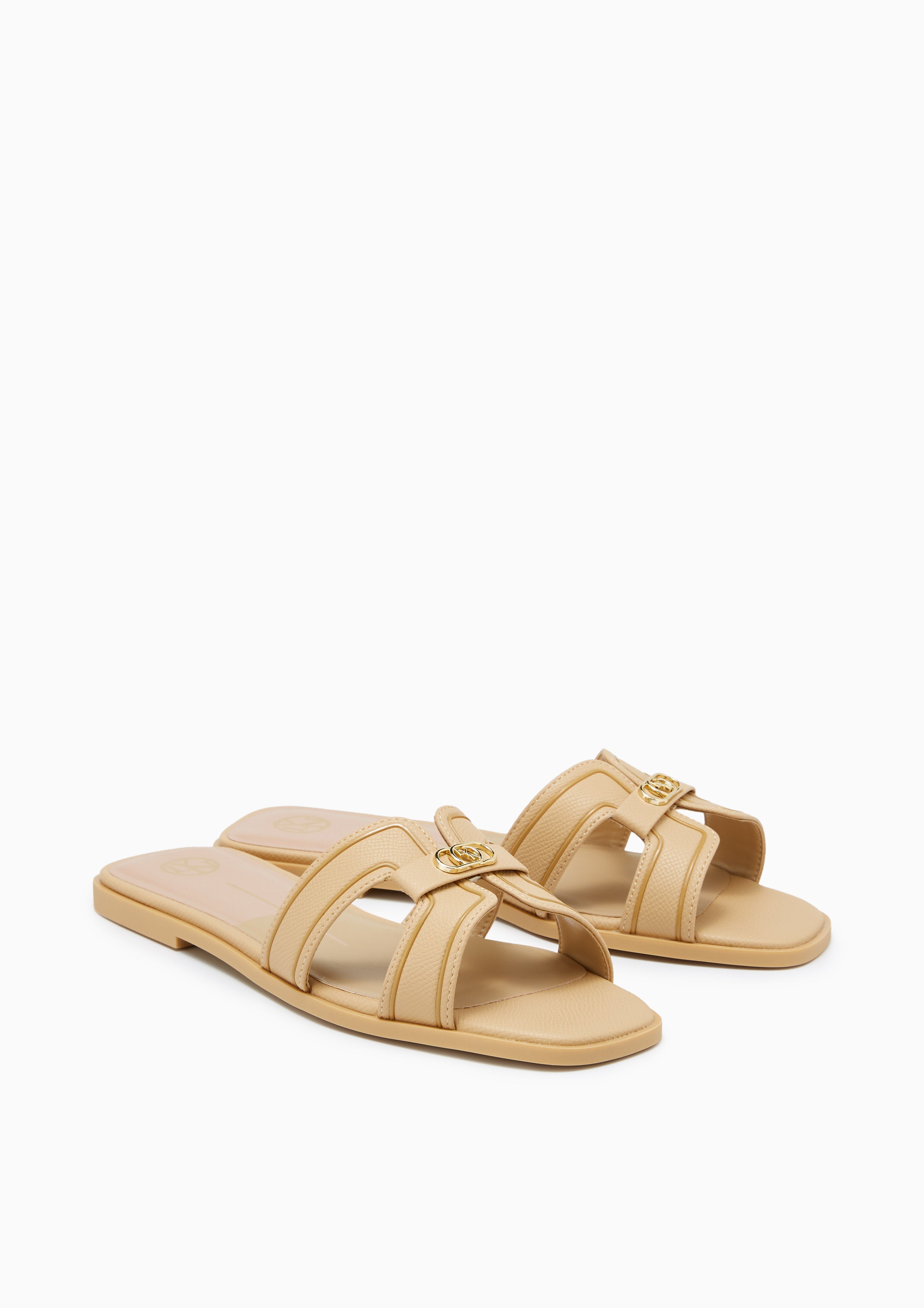 Hey Monotone Flat Sandals Beige