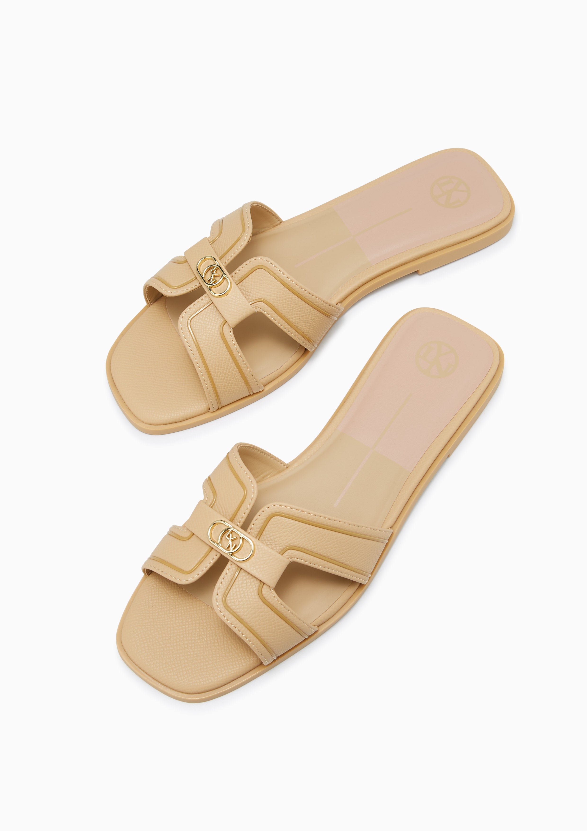 Hey Monotone Flat Sandals Beige