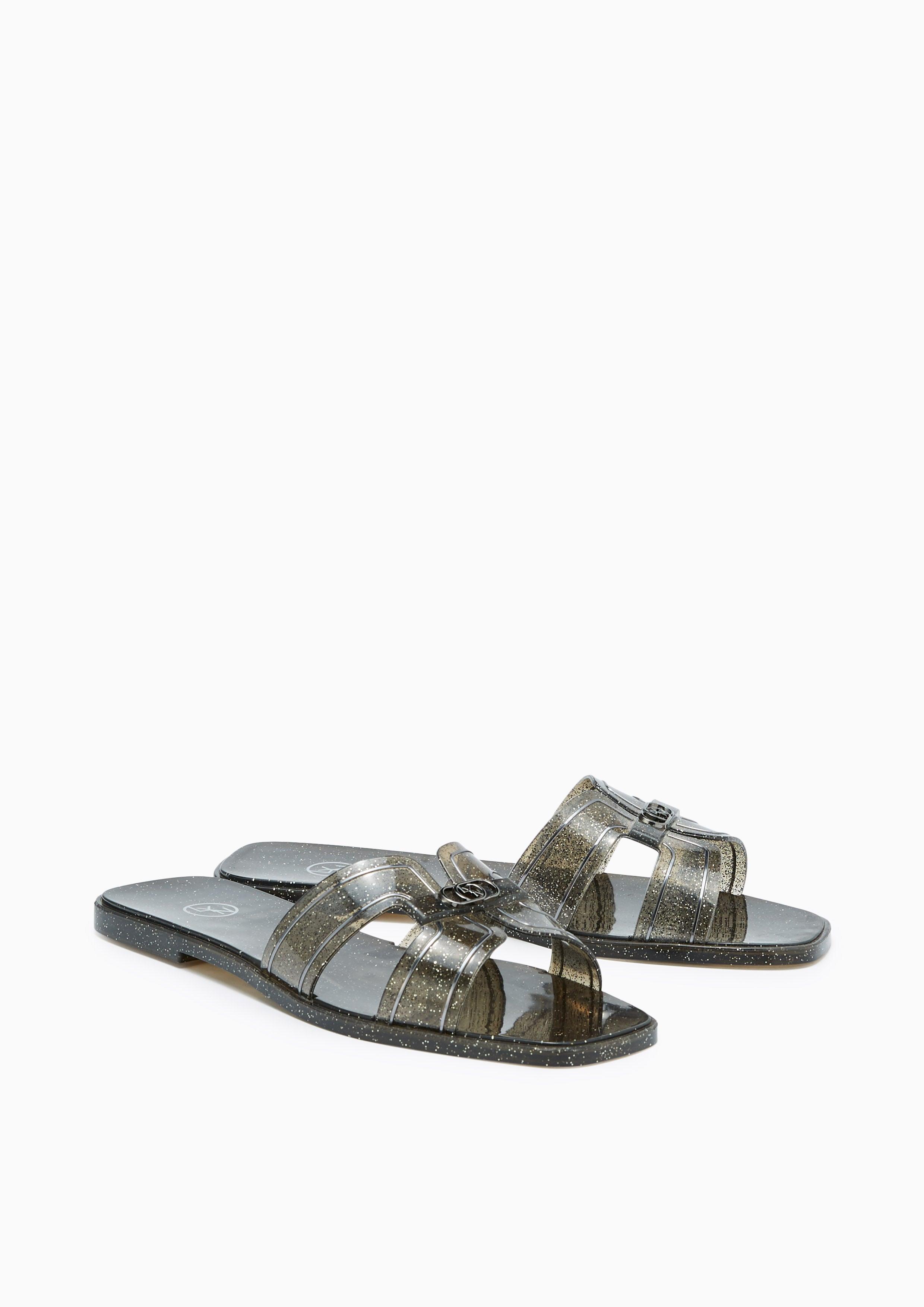 Hey Glitter Flat Sandals Black - Lyn TH