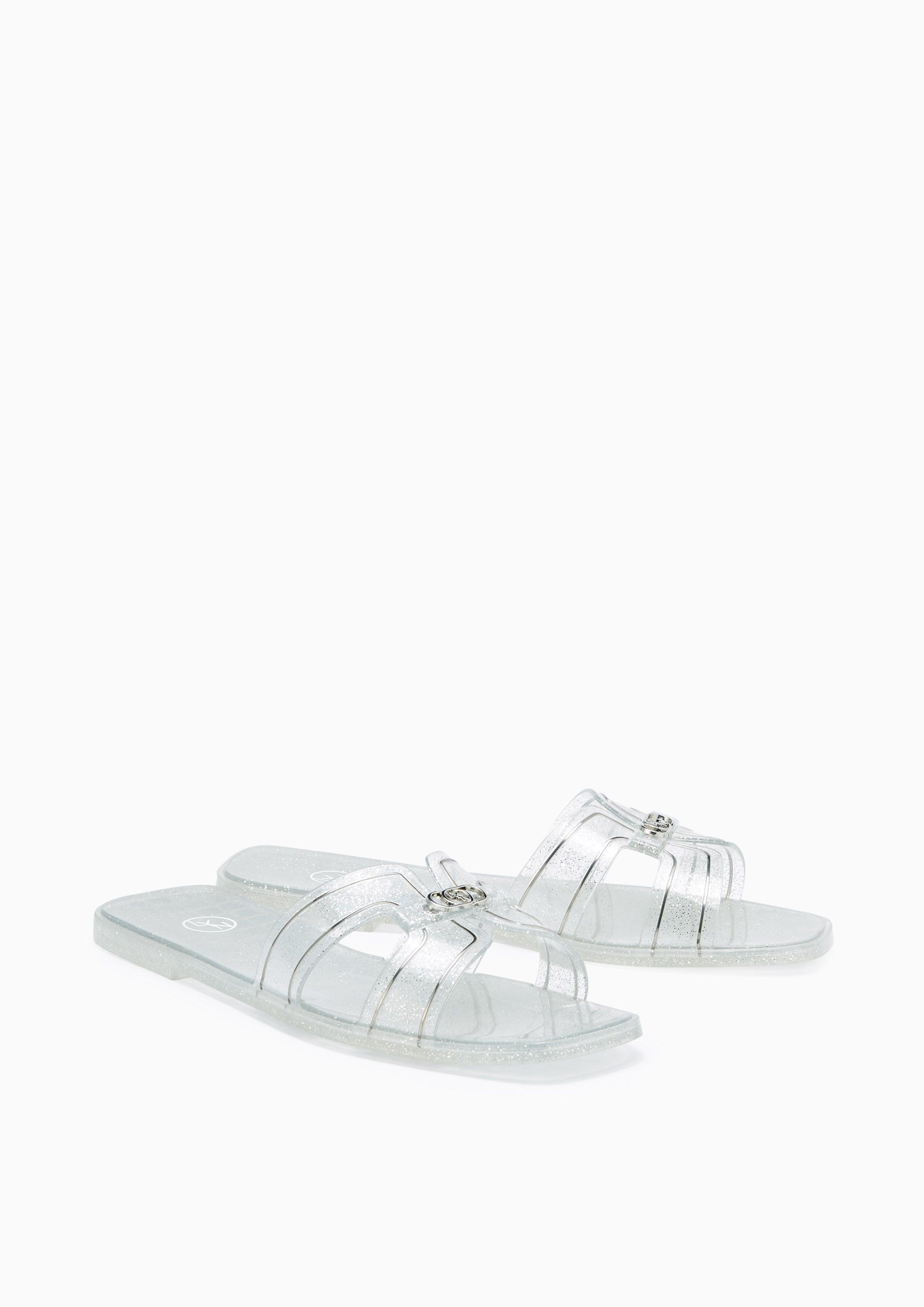 Hey Glitter Flat Sandals Silver - Lyn TH