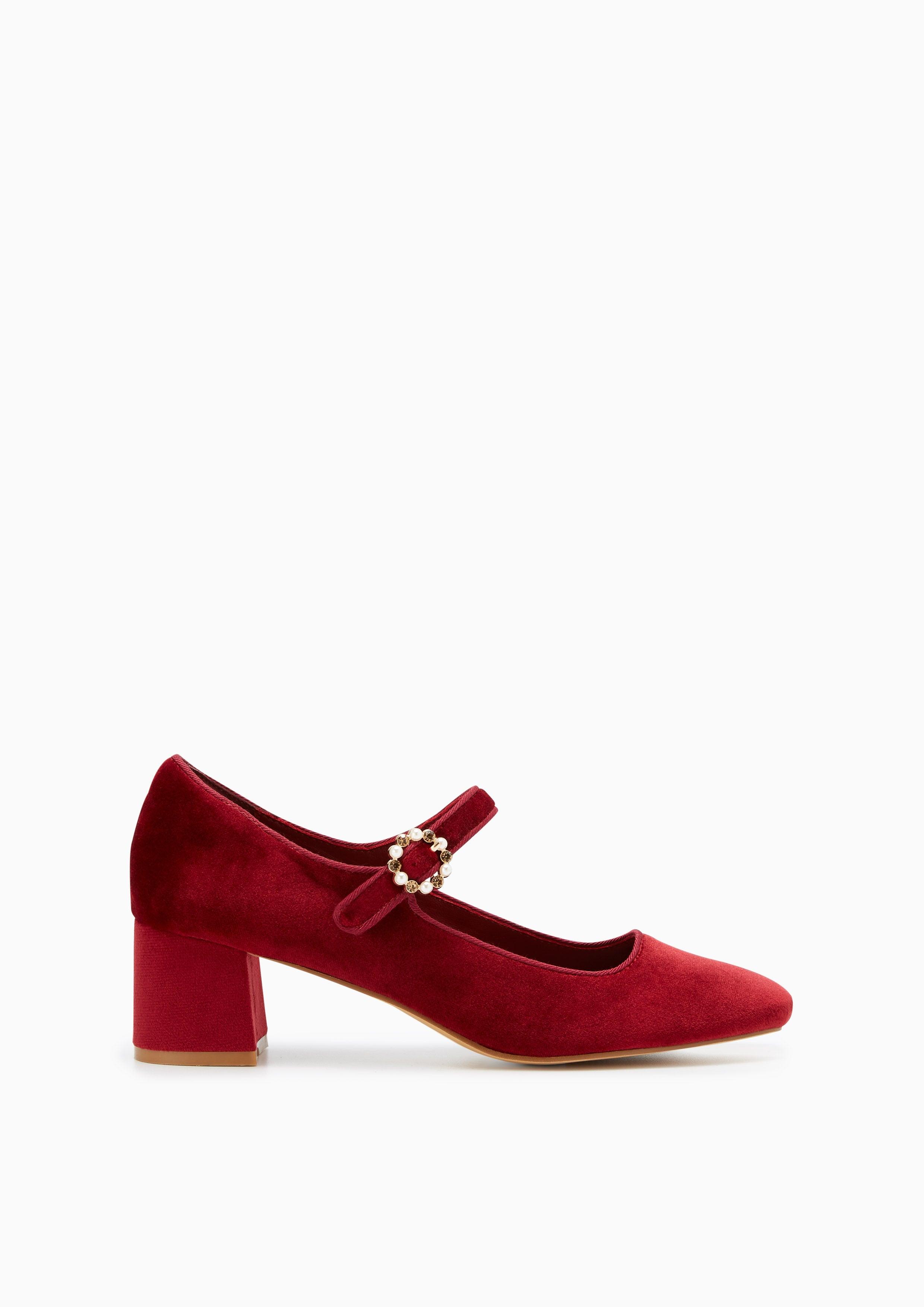 Baby'S Breath Mid Heel Maryjanes Dark Red