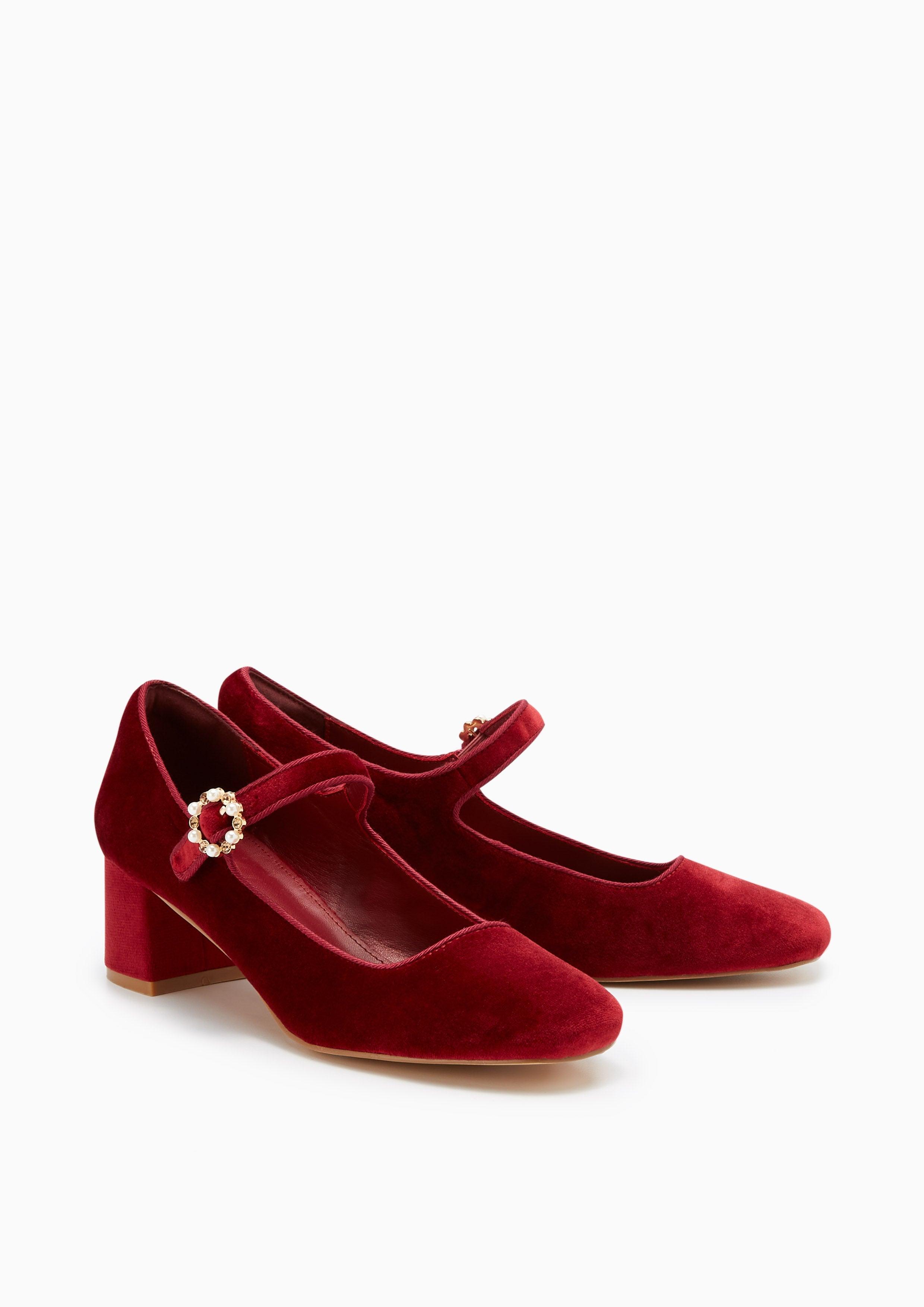 Baby'S Breath Mid Heel Maryjanes Dark Red