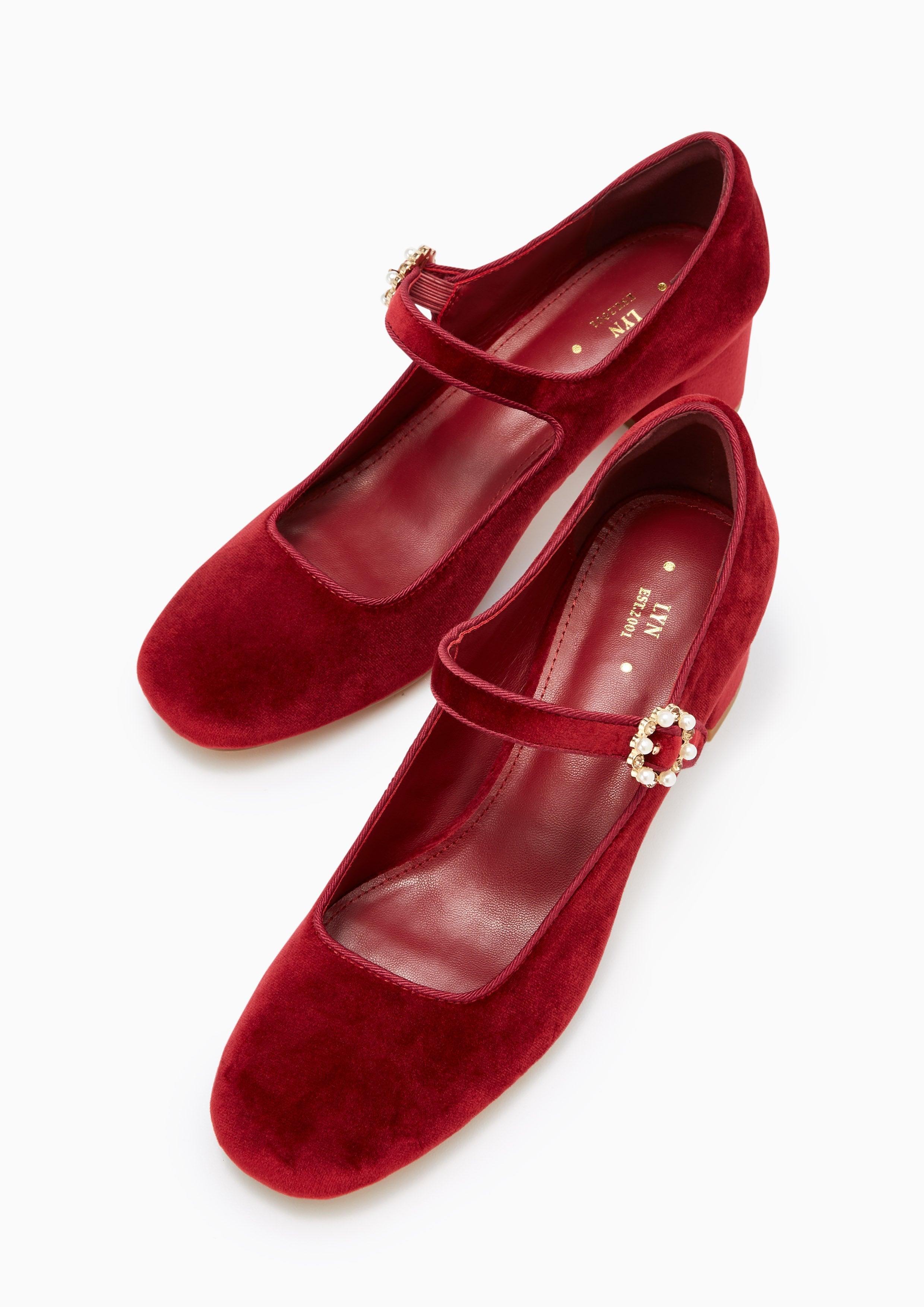 Baby'S Breath Mid Heel Maryjanes Dark Red