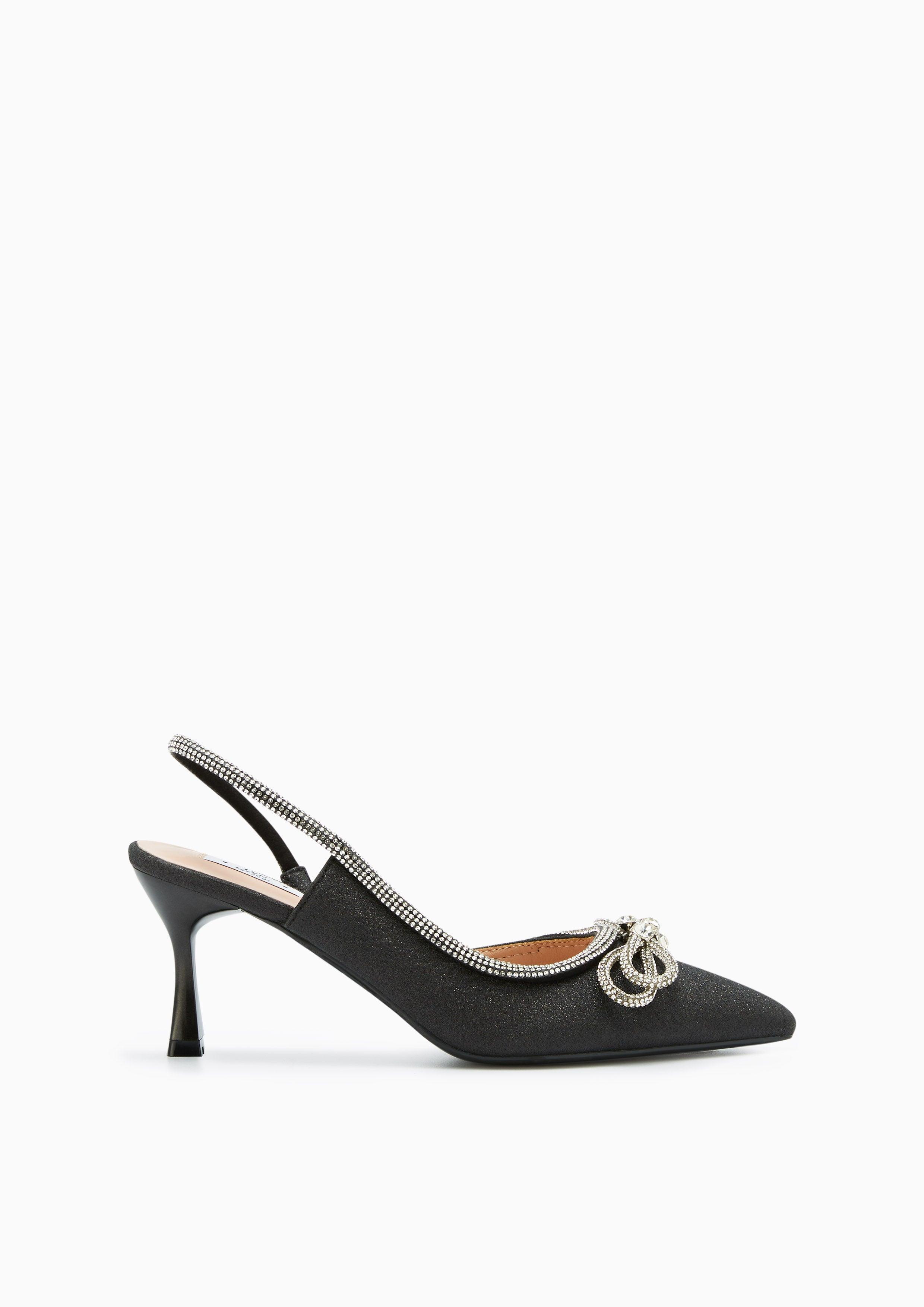 Bow Knot Gliz Mid Heel Slingbacks Black