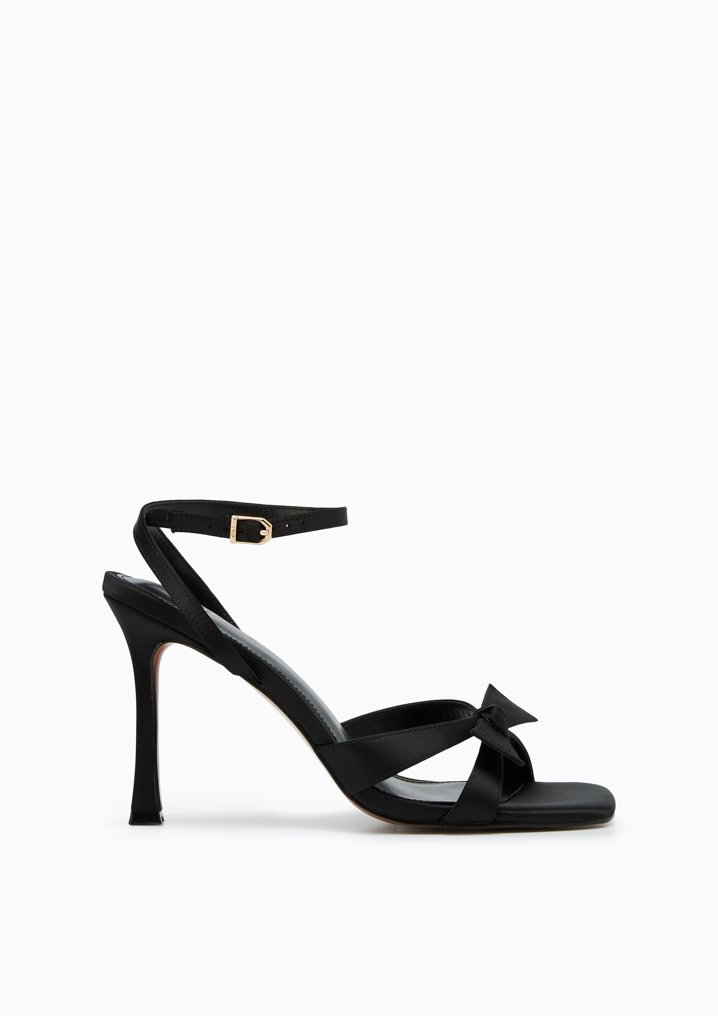 Bow Up Mid Heel Slingbacks Black