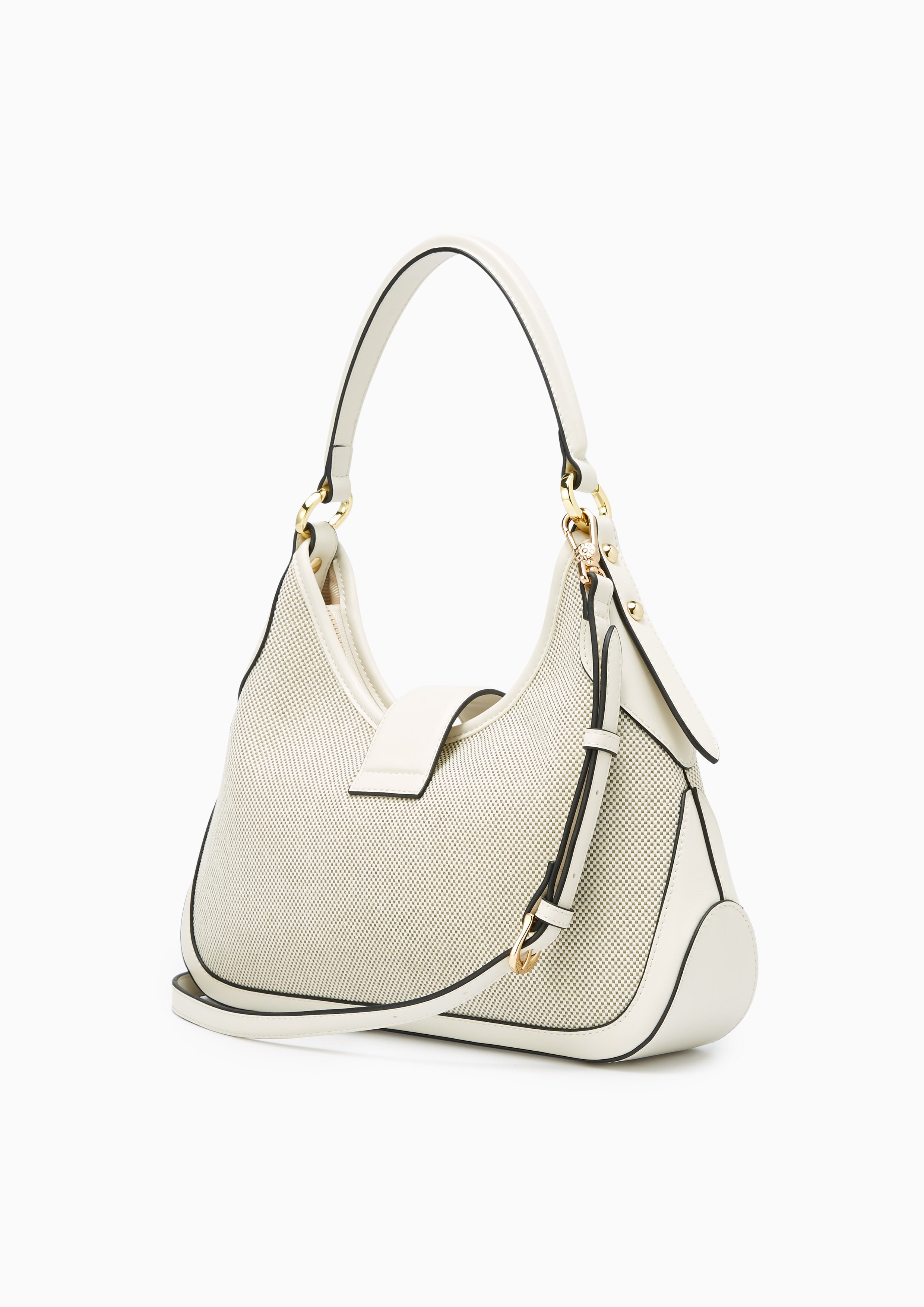 Riva Hobo Canvas Shoulder Bag Ivory