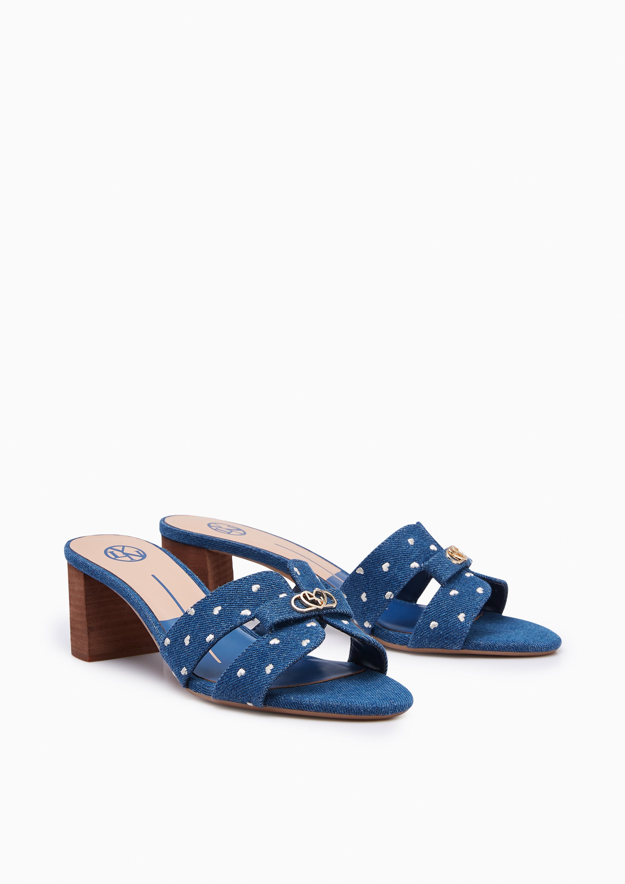 Hey Lovely Denim Mid Heels Dark Blue