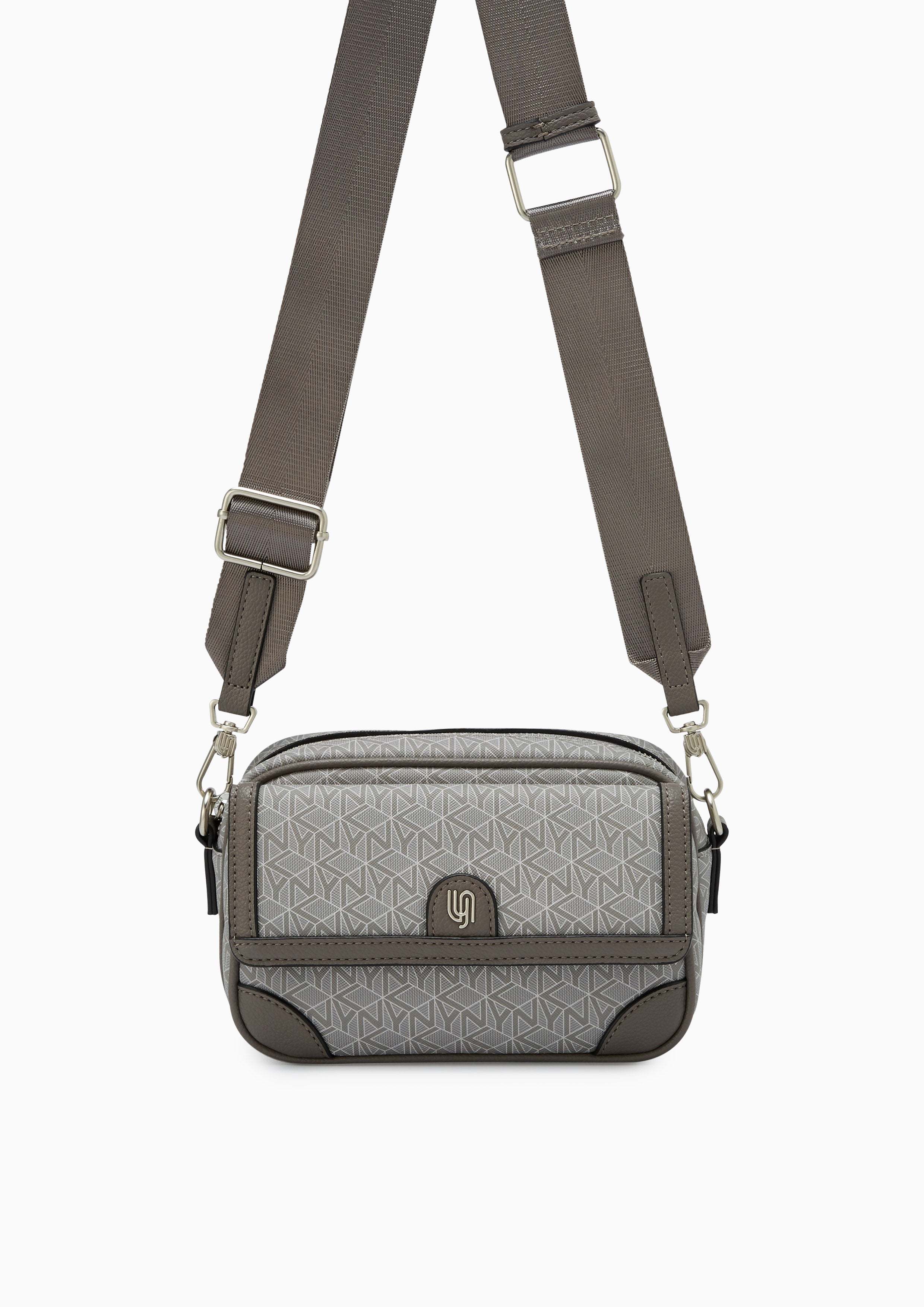 Theo Front Flap Crossbody Bag Light Grey