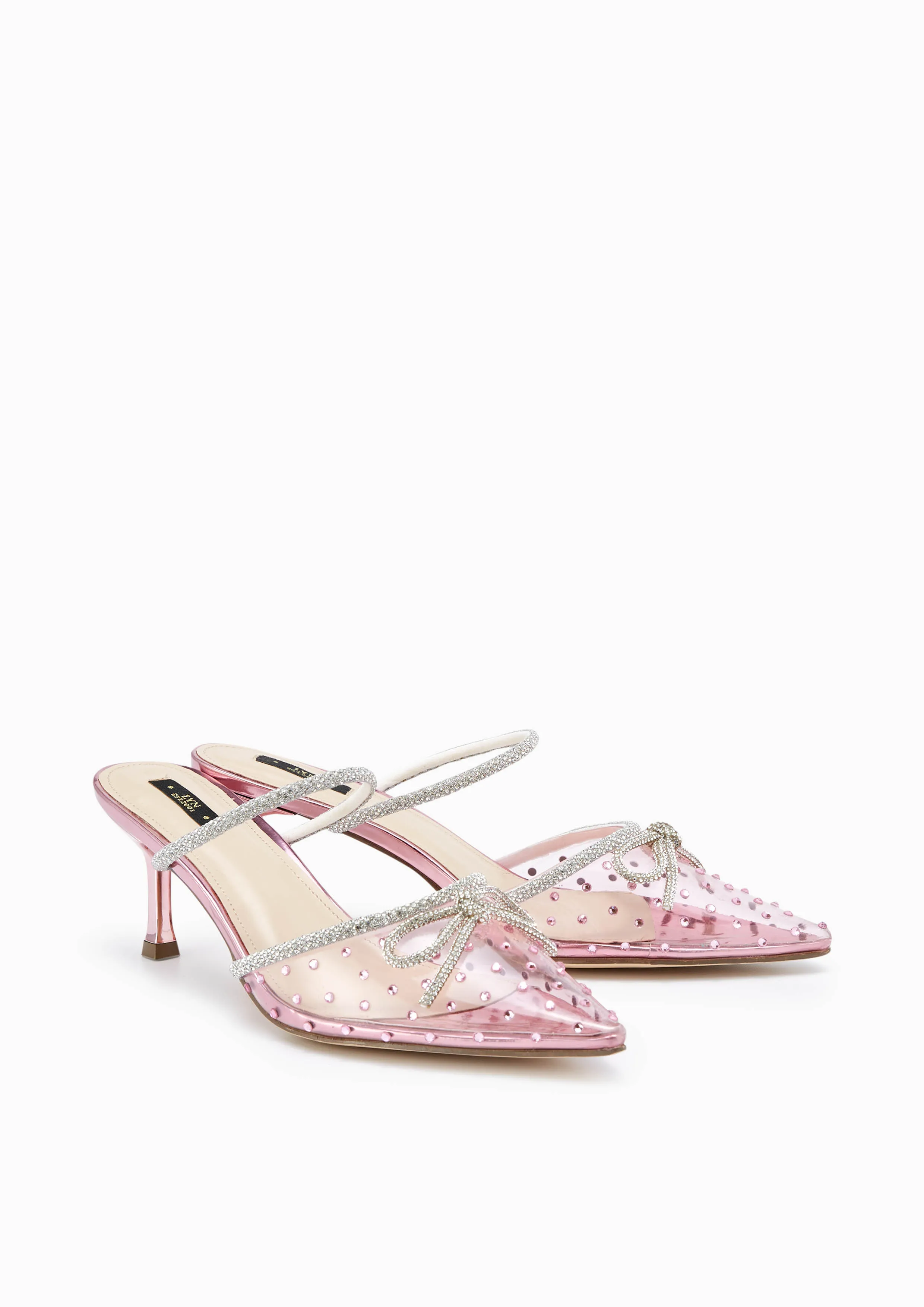 Ison Clear Mid Heel Pumps Pink - Lyn TH